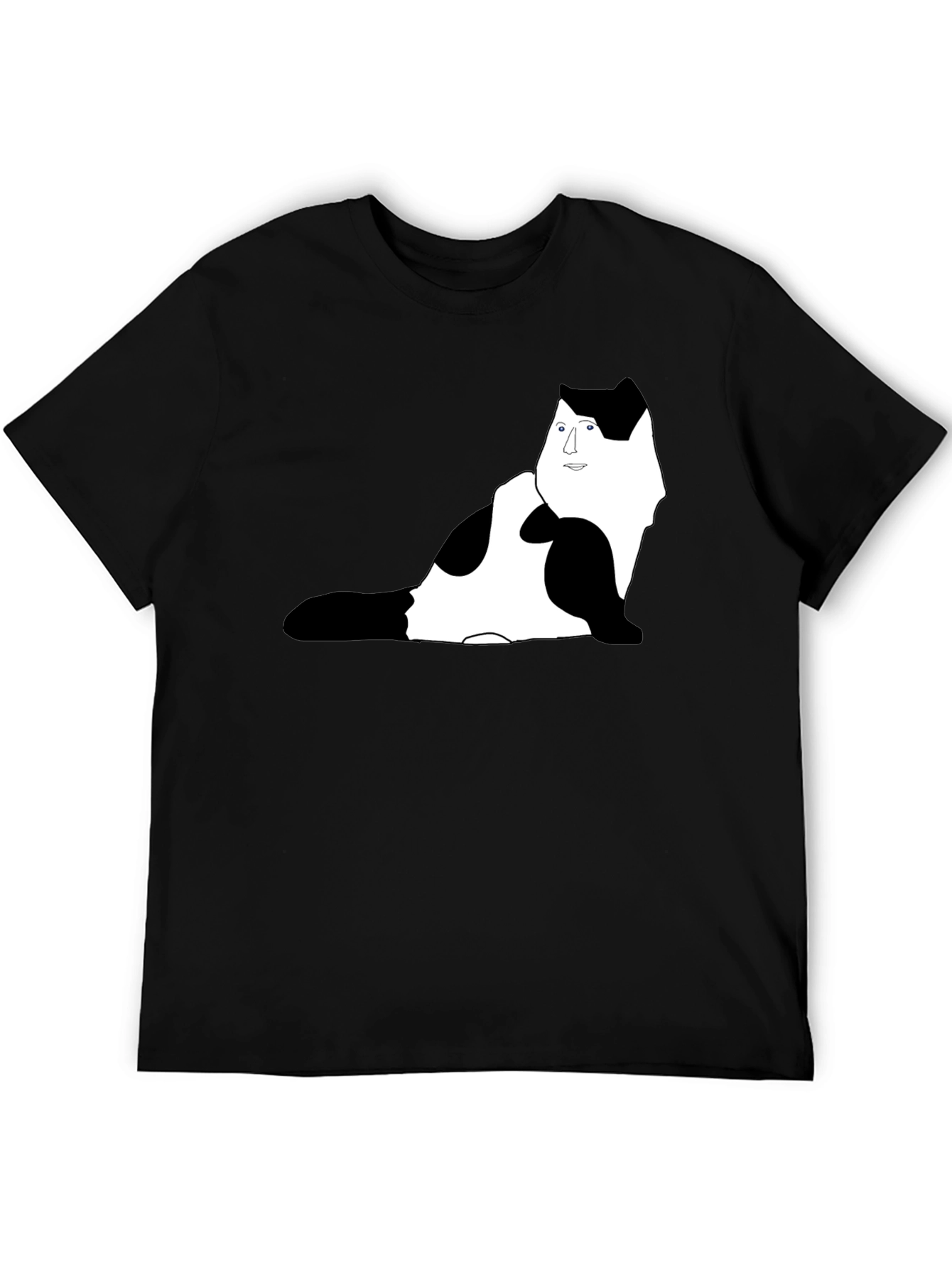 Unique Cat Portrait Black T-Shirt