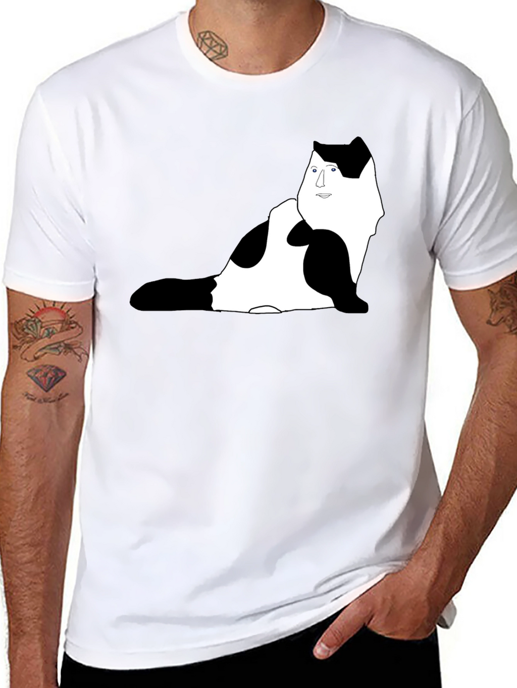 Unique Cat Portrait Black T-Shirt