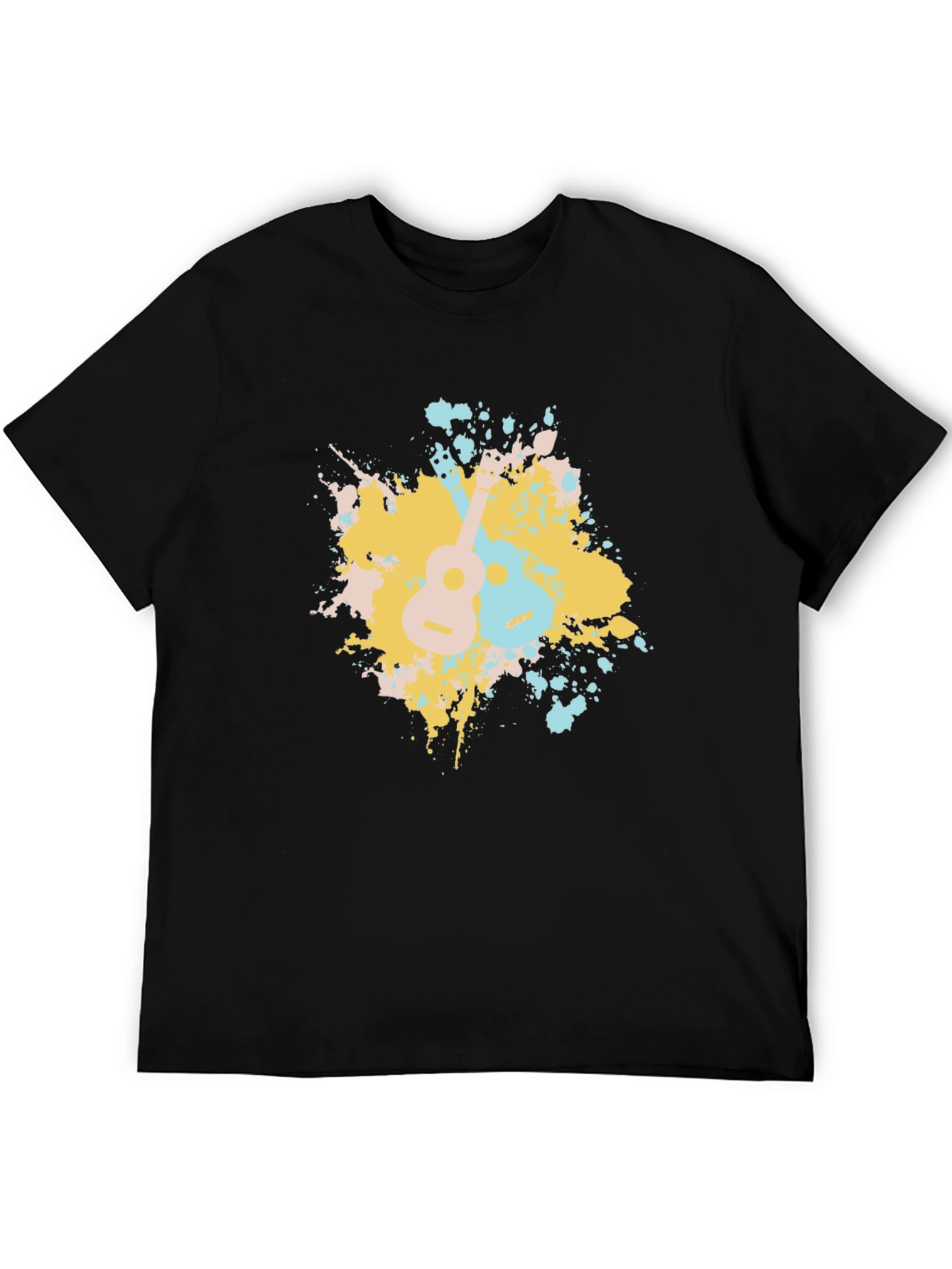 Ukulele Splash Graphic Tee - Black Cotton T-Shirt