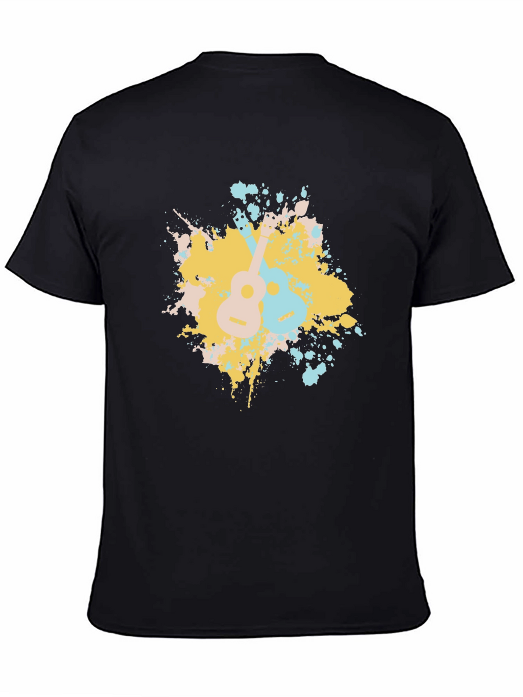 Ukulele Splash Graphic Tee - Black Cotton T-Shirt