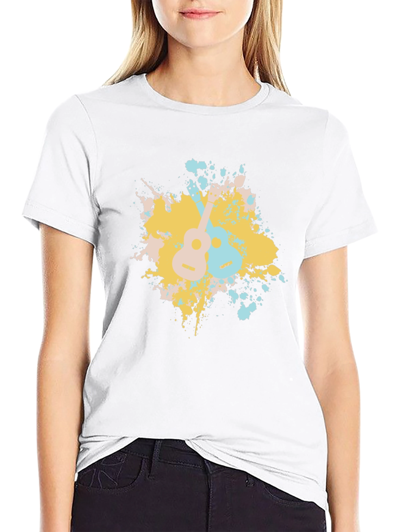 Ukulele Splash Graphic Tee - Black Cotton T-Shirt