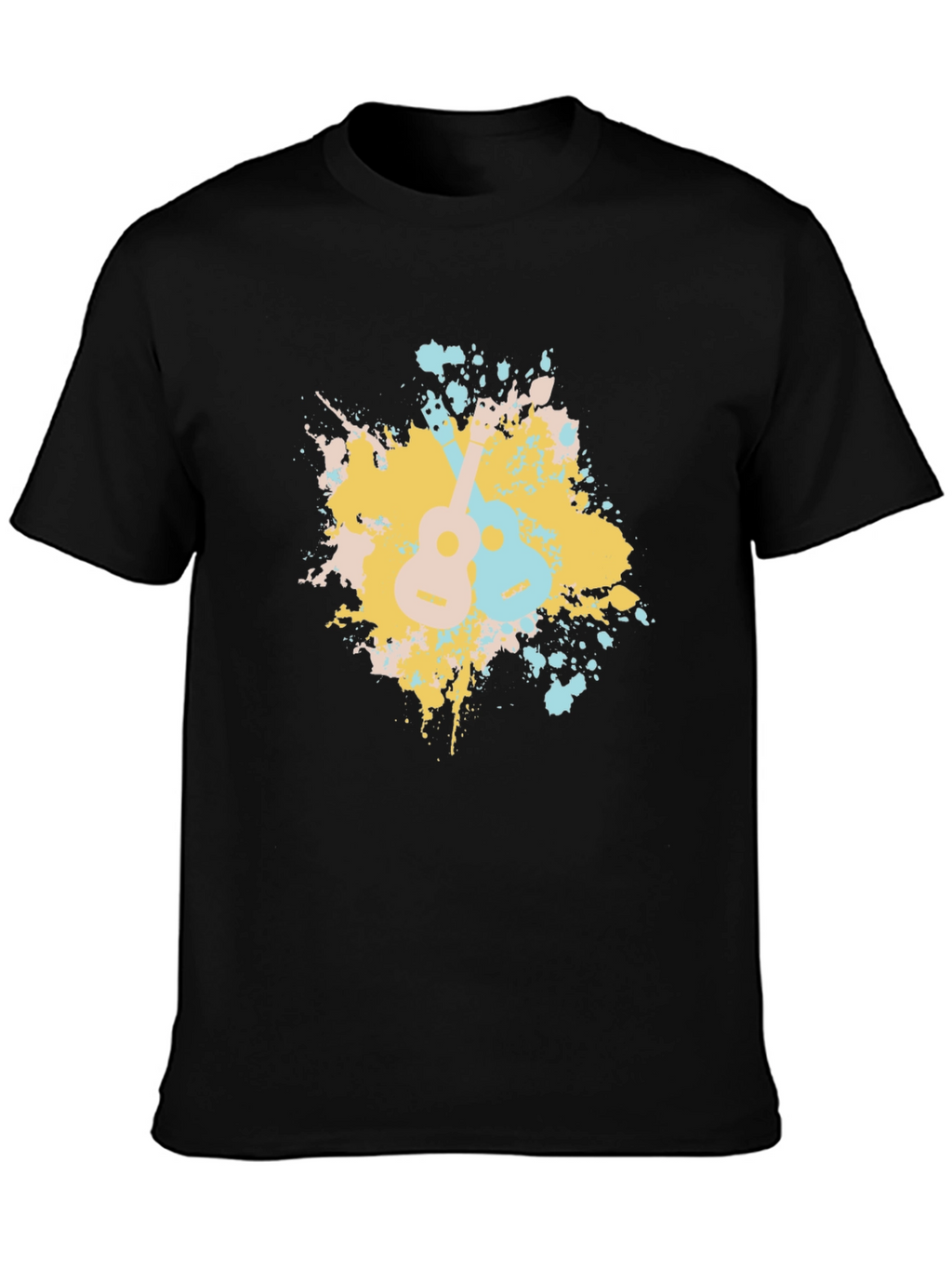 Ukulele Splash Graphic Tee - Black Cotton T-Shirt