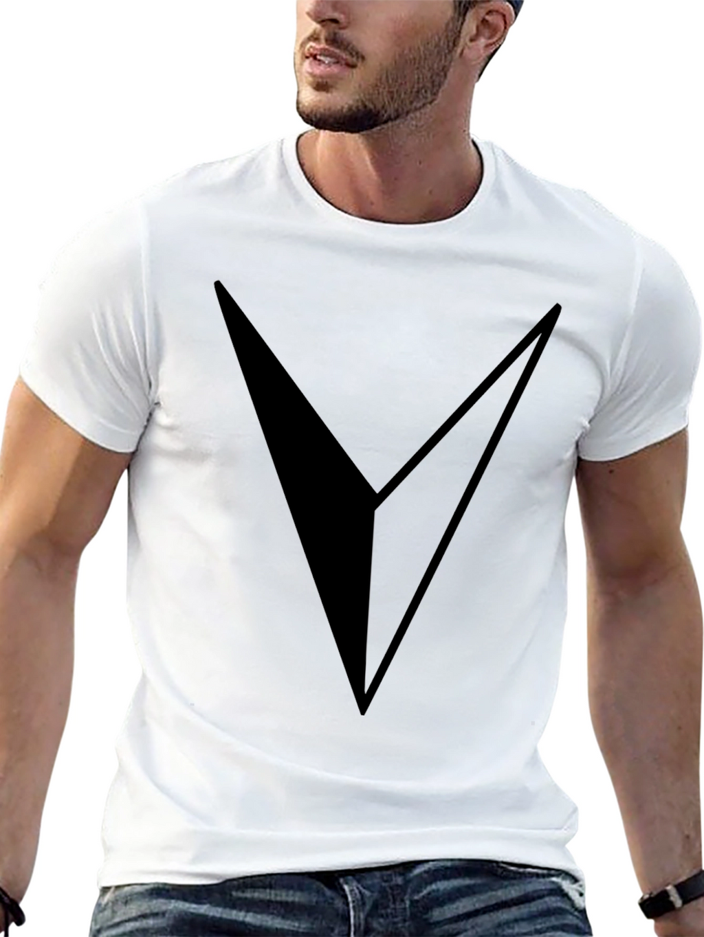Bold V Graphic Black T-Shirt