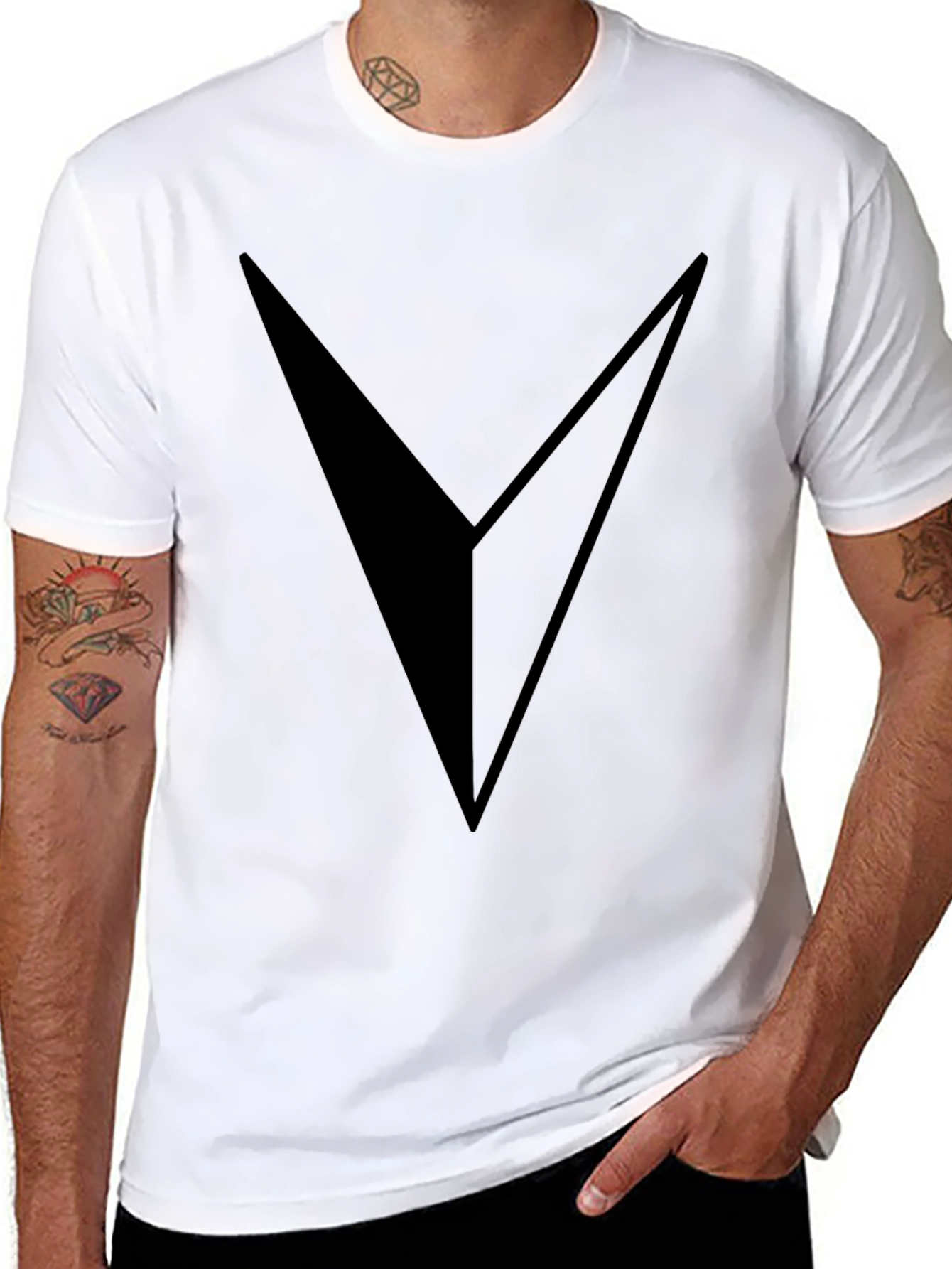 Bold V Graphic Black T-Shirt
