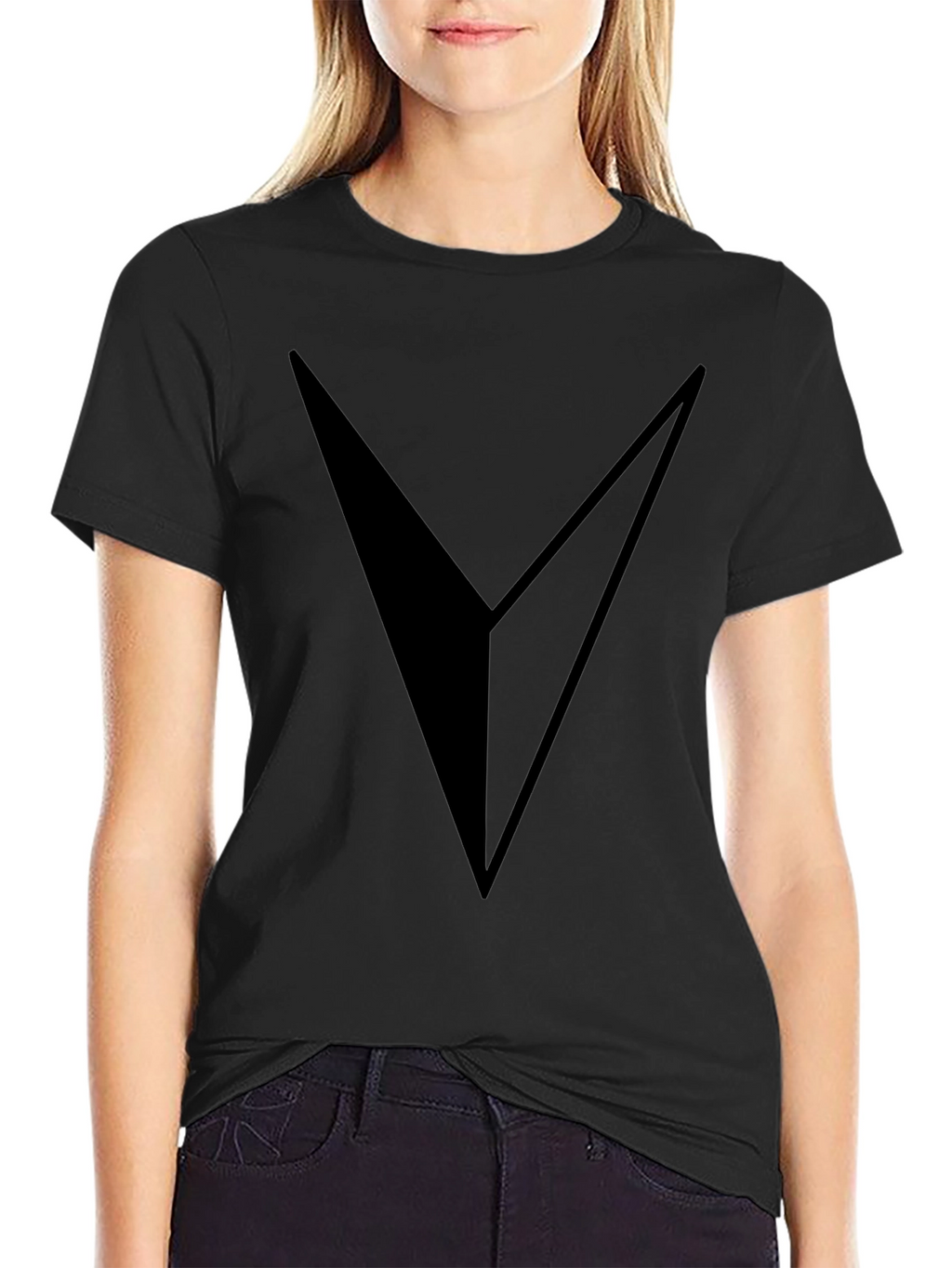 Bold V Graphic Black T-Shirt