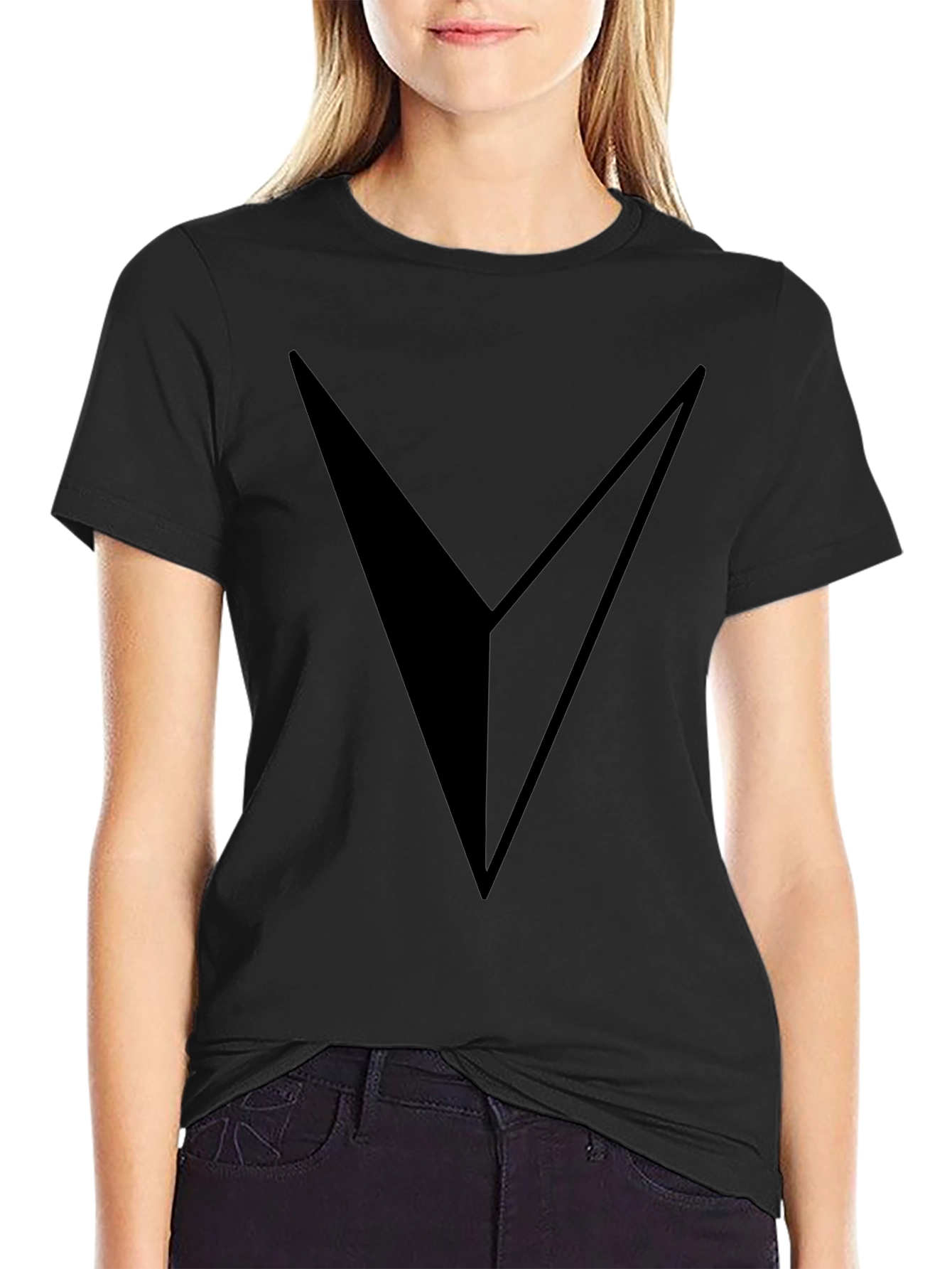 Bold V Graphic Black T-Shirt