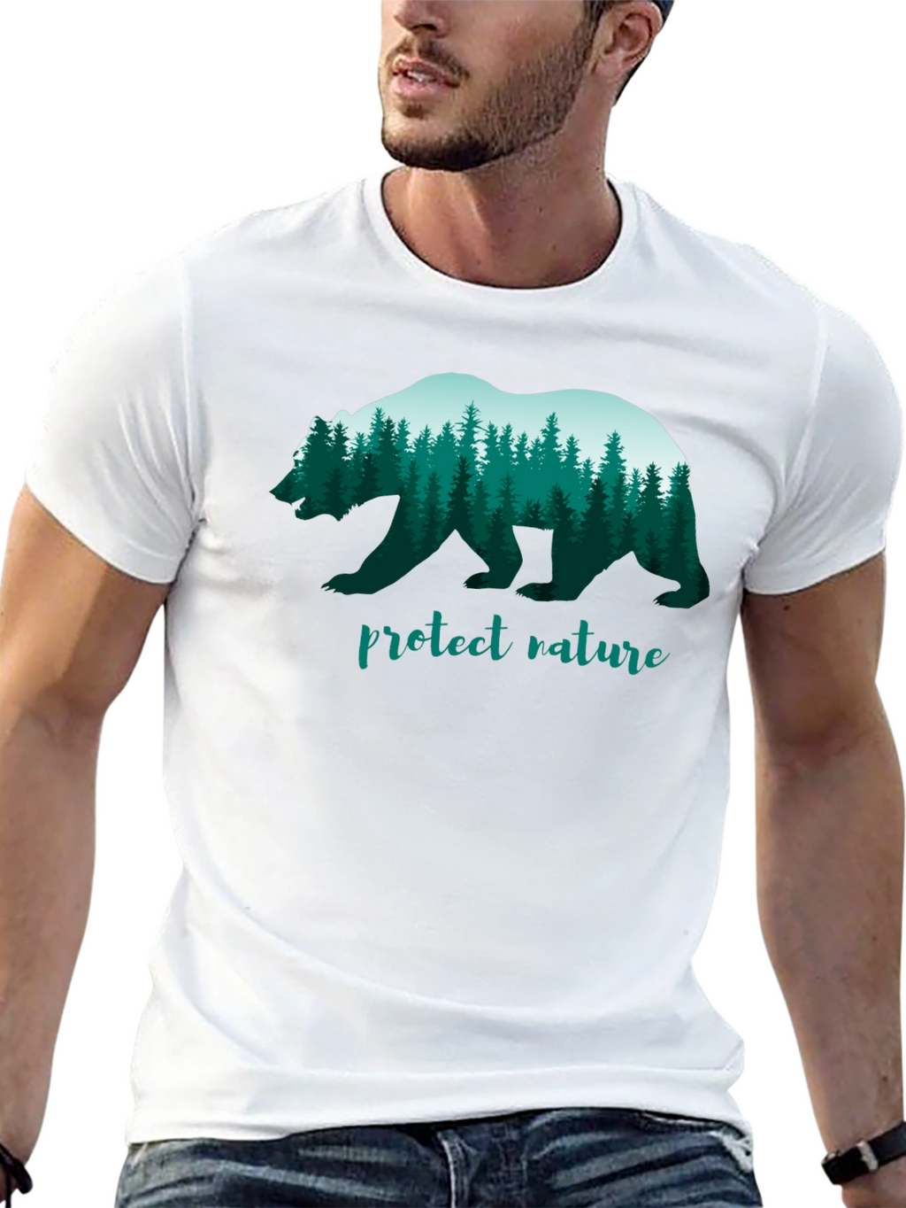 Protect Nature Bear Graphic T-Shirt