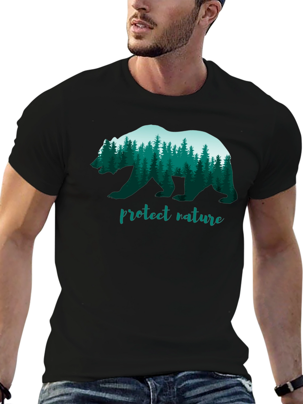 Protect Nature Bear Graphic T-Shirt