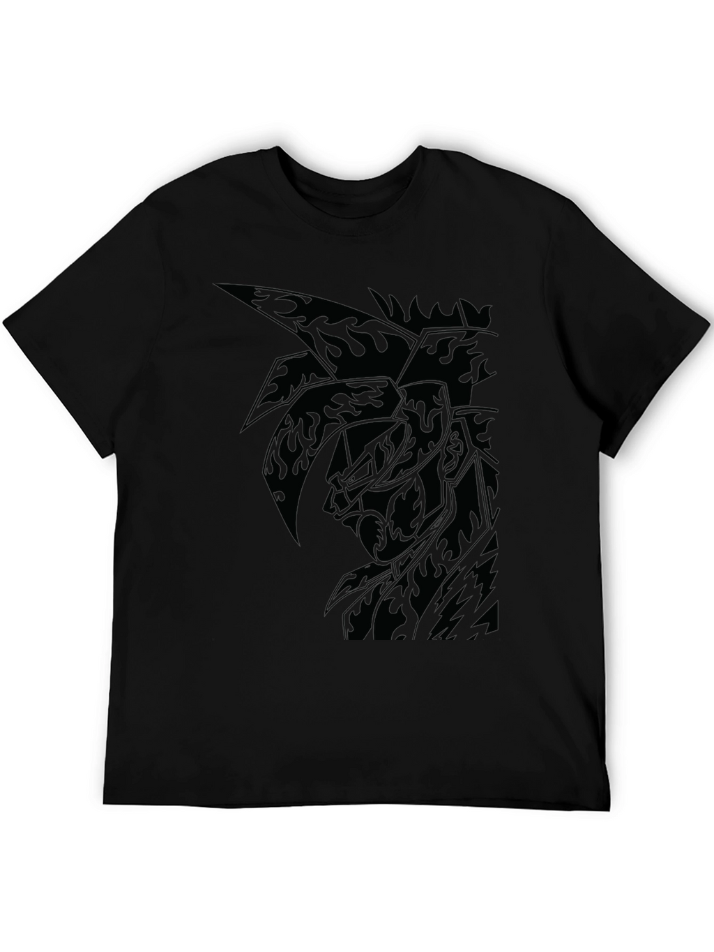 Mens Black Graphic Tee - Anime Inspired Design