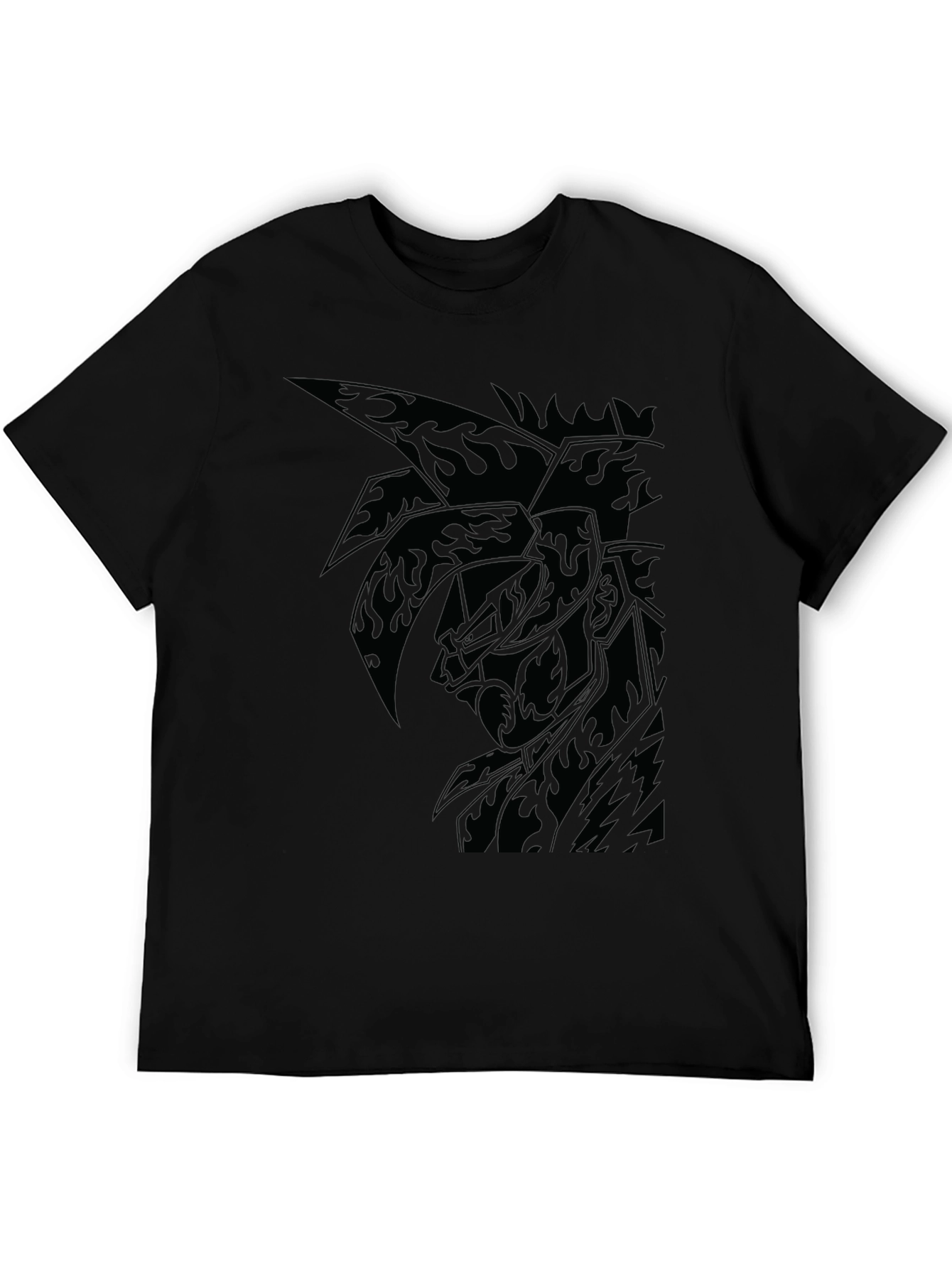 Mens Black Graphic Tee - Anime Inspired Design