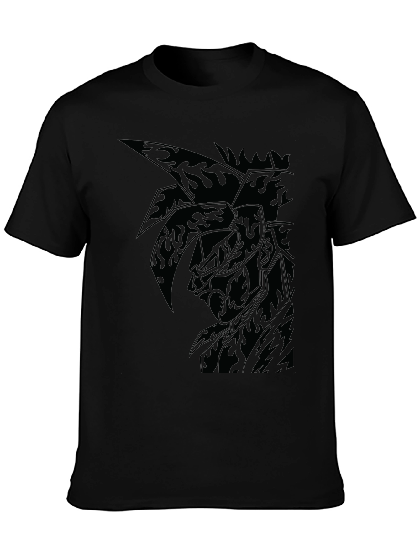 Mens Black Graphic Tee - Anime Inspired Design
