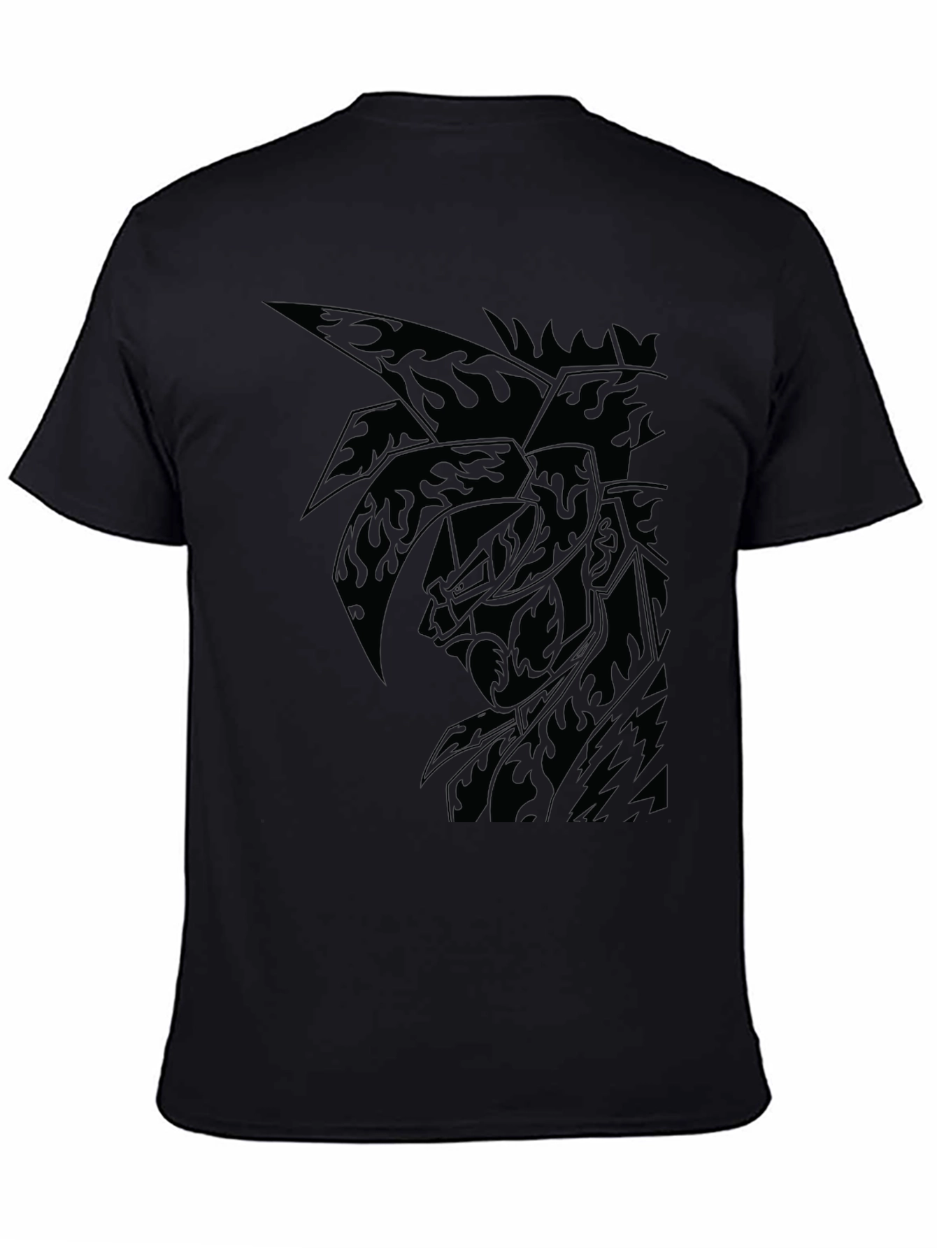 Mens Black Graphic Tee - Anime Inspired Design