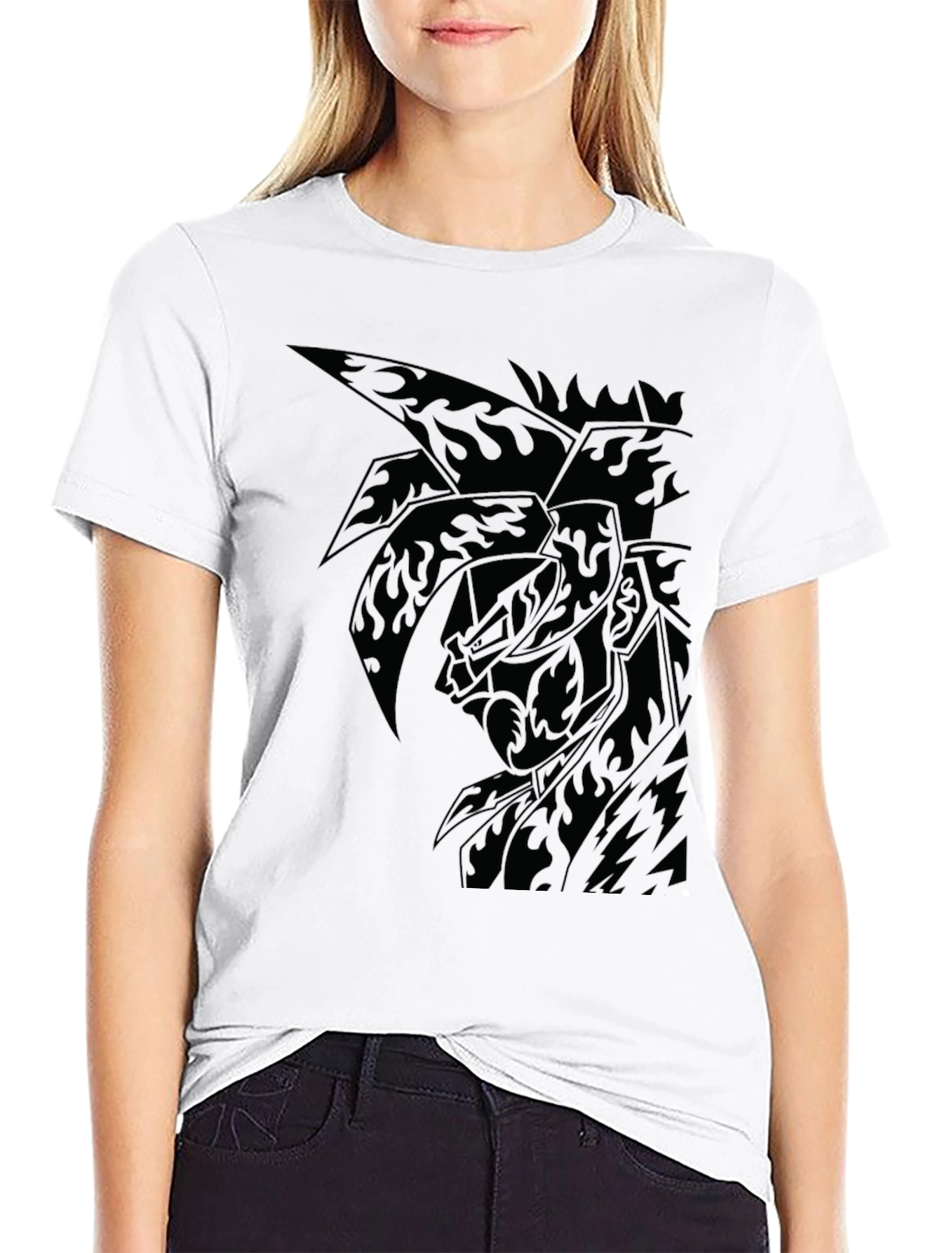 Mens Black Graphic Tee - Anime Inspired Design