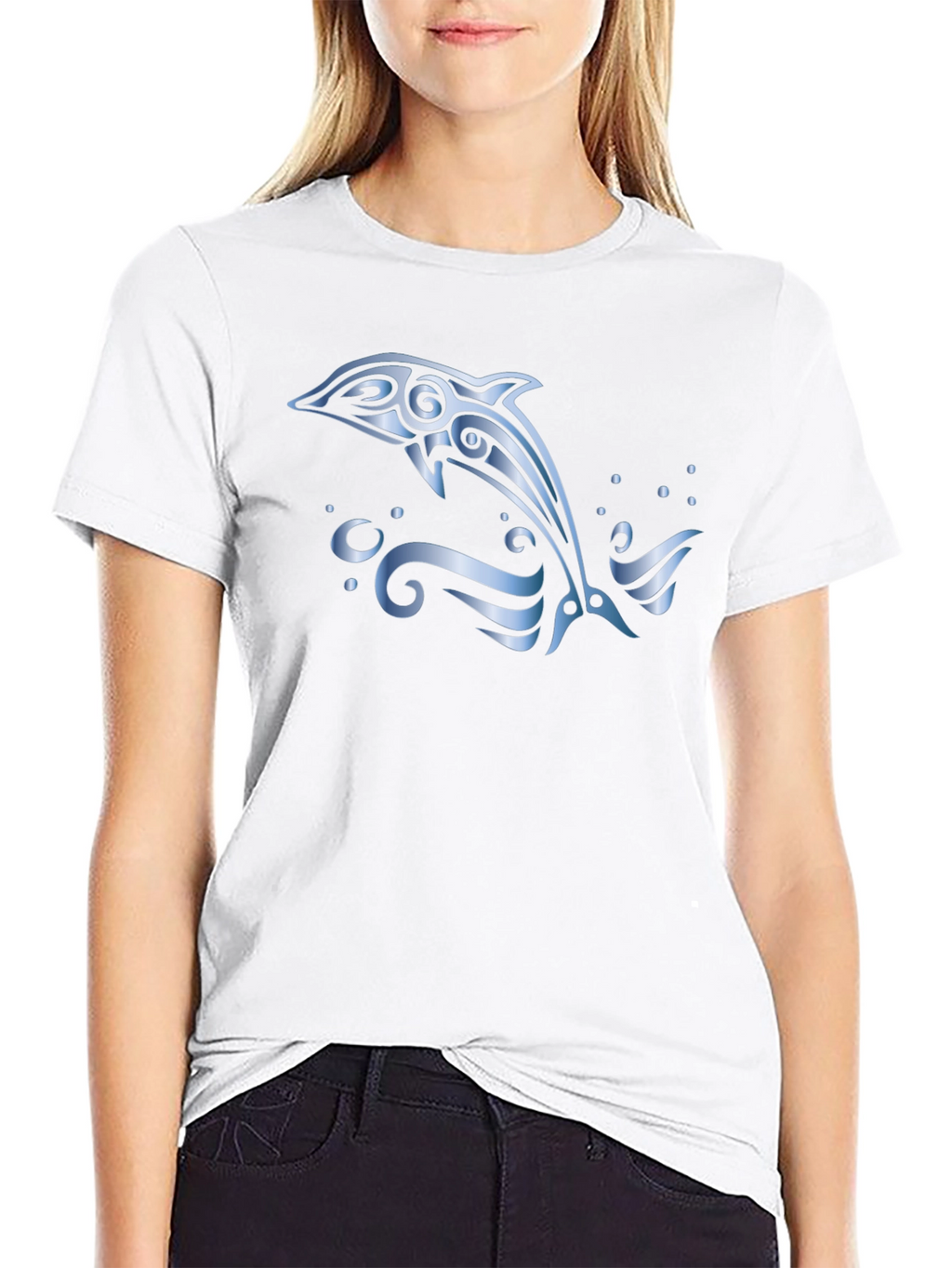 Tribal Dolphin T-Shirt - Black Cotton Tee