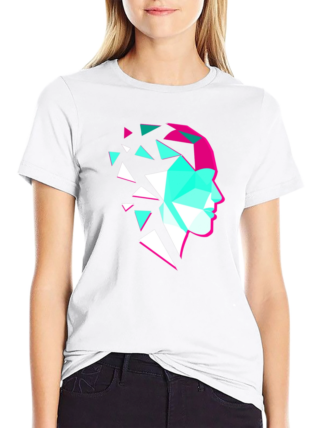 Geometric Face Graphic Tee - Modern Art Shirt