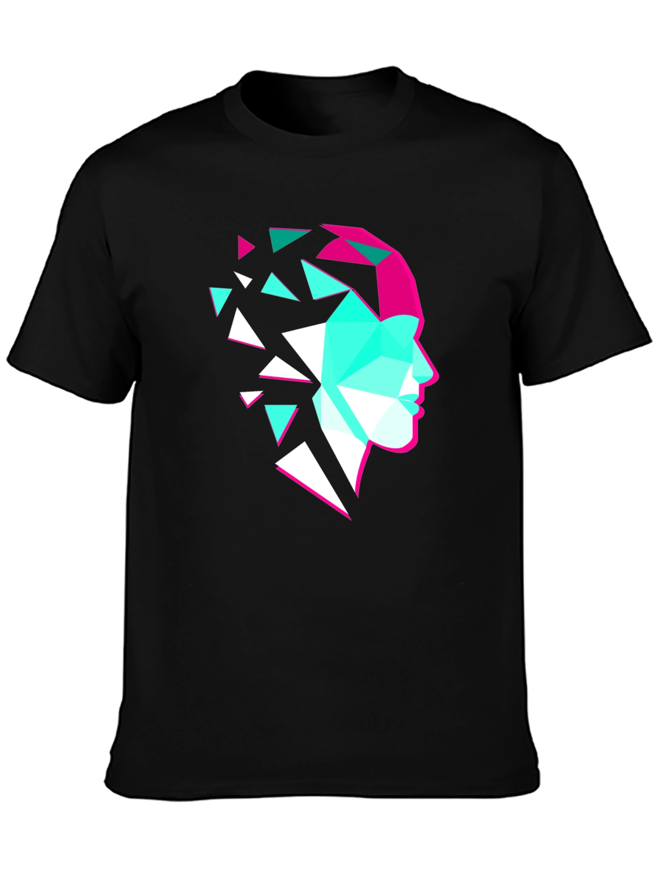Geometric Face Graphic Tee - Modern Art Shirt