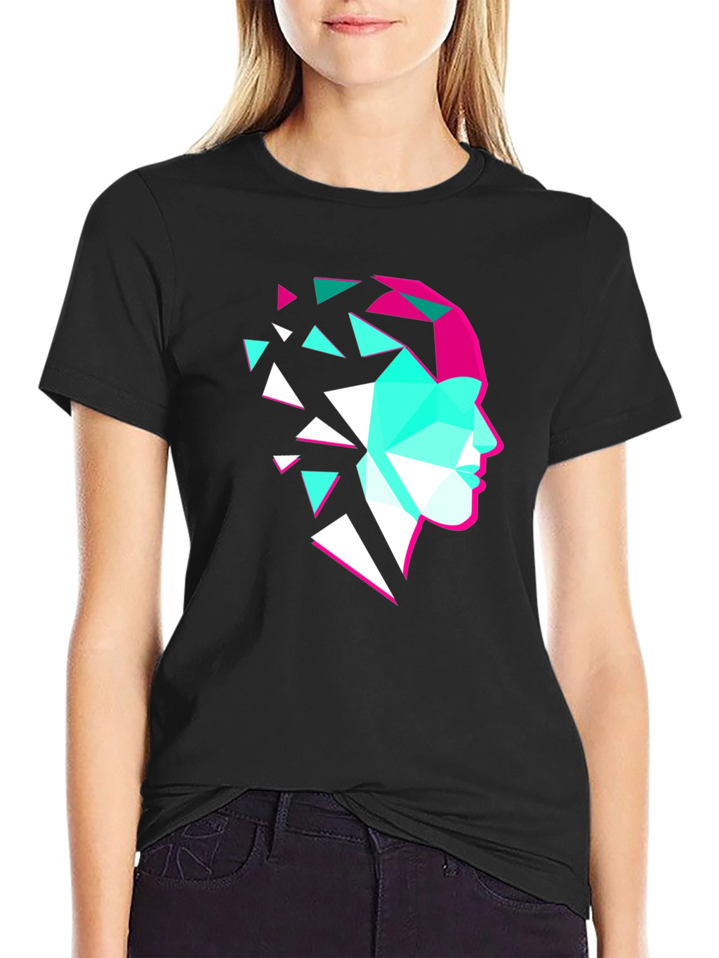 Geometric Face Graphic Tee - Modern Art Shirt