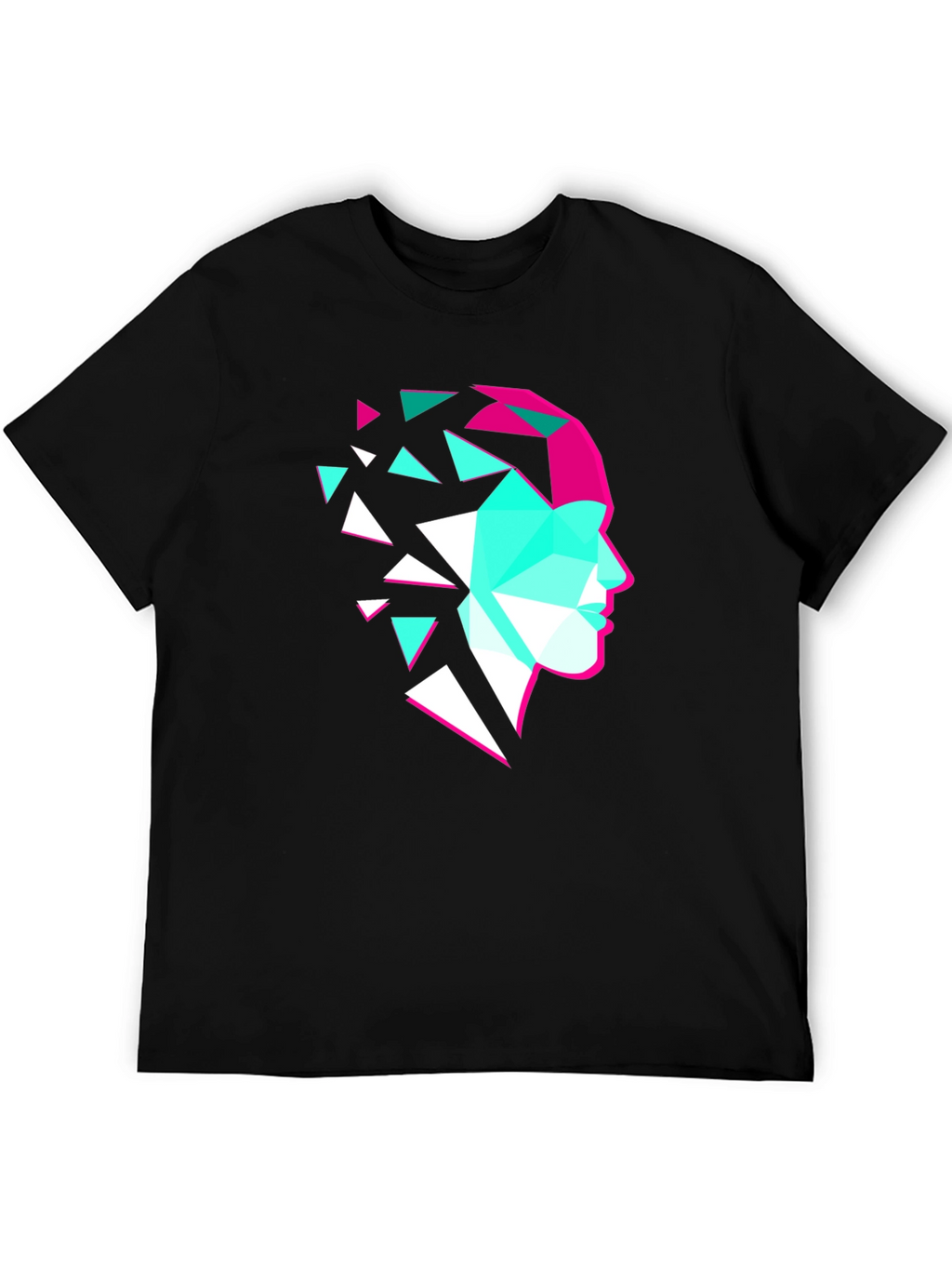 Geometric Face Graphic Tee - Modern Art Shirt