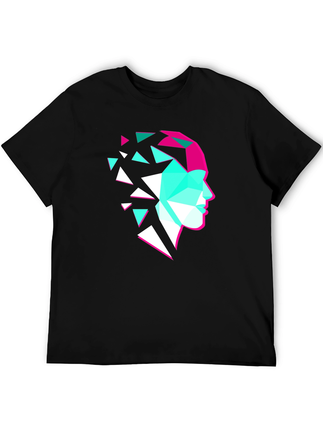 Geometric Face Graphic Tee - Modern Art Shirt