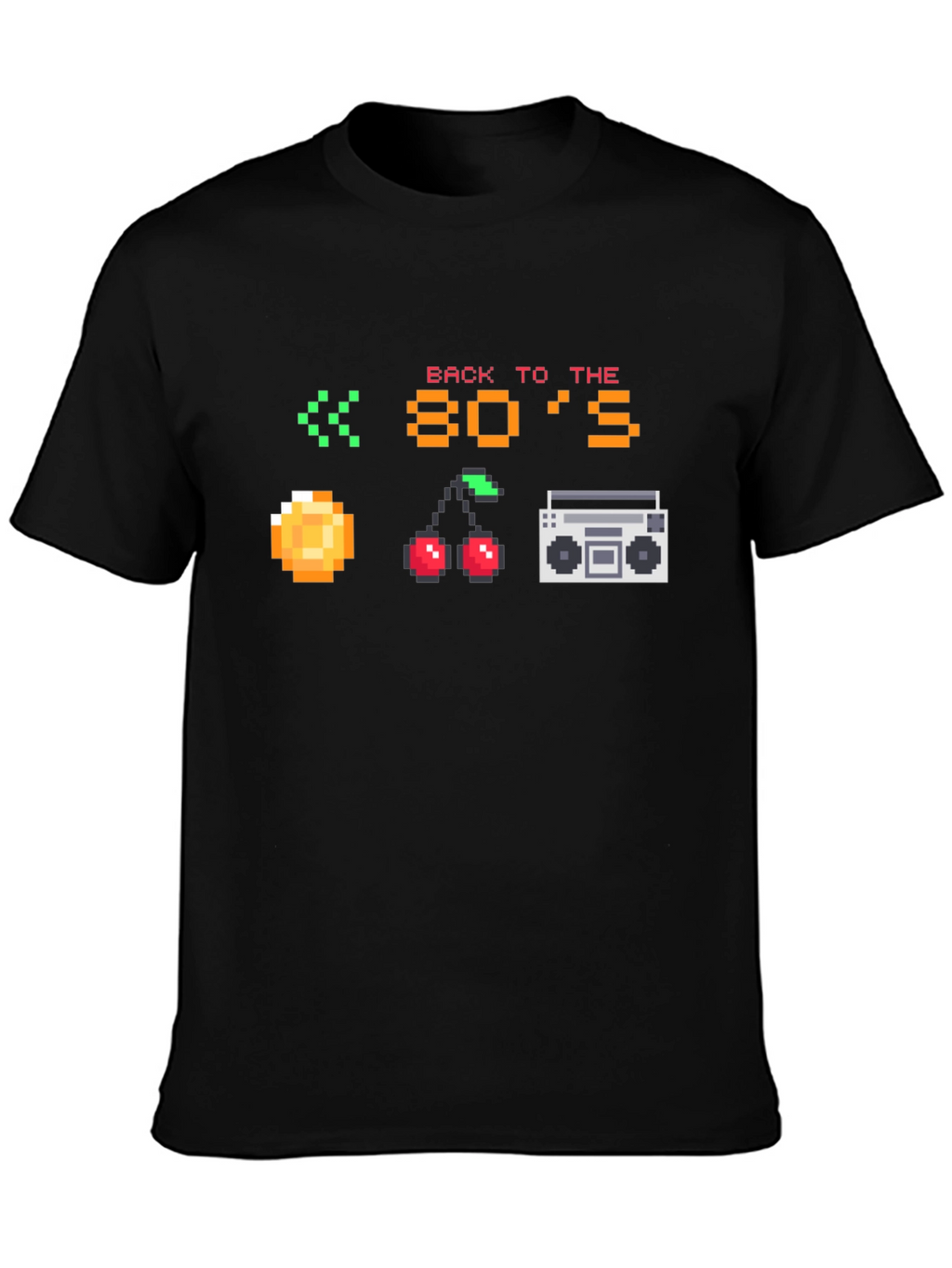 Retro 80s Pixel Art Black T-Shirt