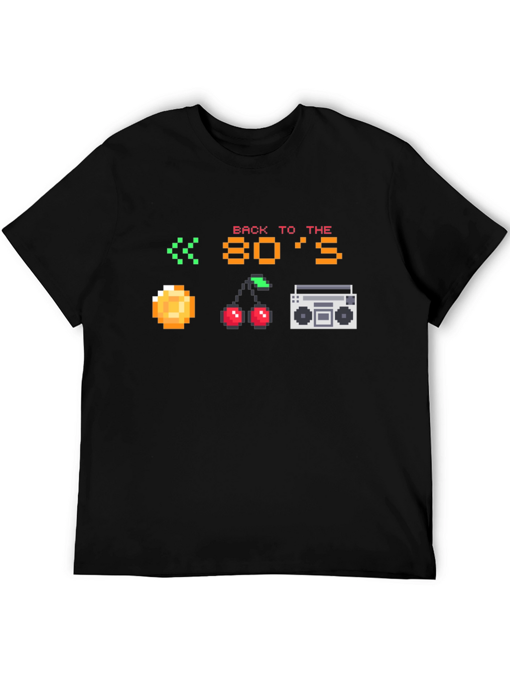 Retro 80s Pixel Art Black T-Shirt