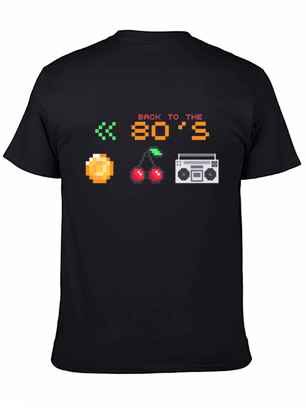 Retro 80s Pixel Art Black T-Shirt