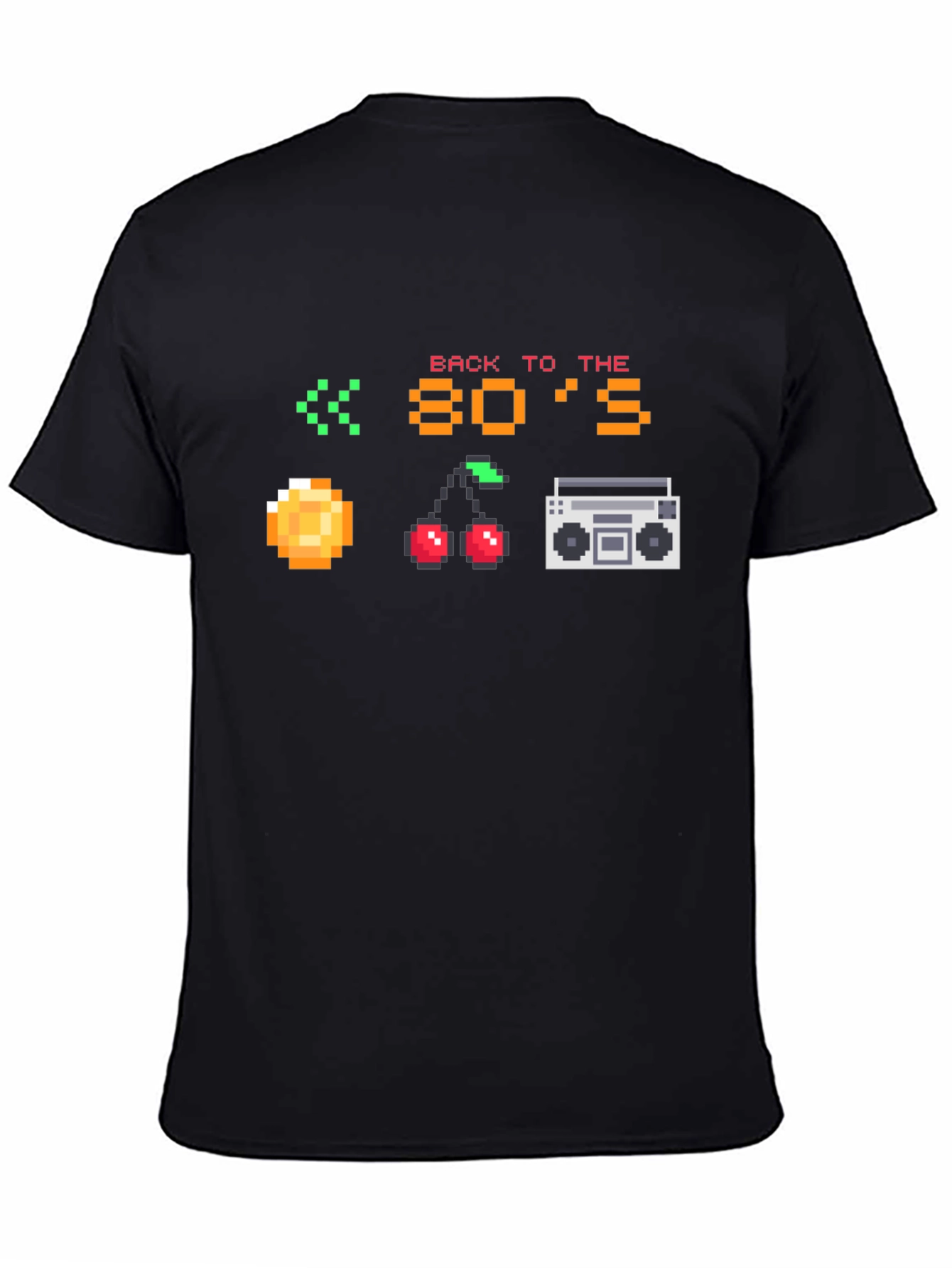 Retro 80s Pixel Art Black T-Shirt