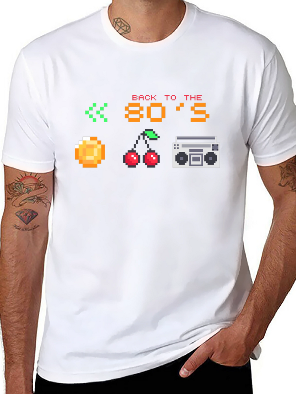 Retro 80s Pixel Art Black T-Shirt