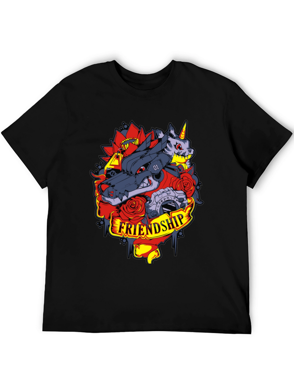Friendship Wolf and Unicorn Graphic Tee