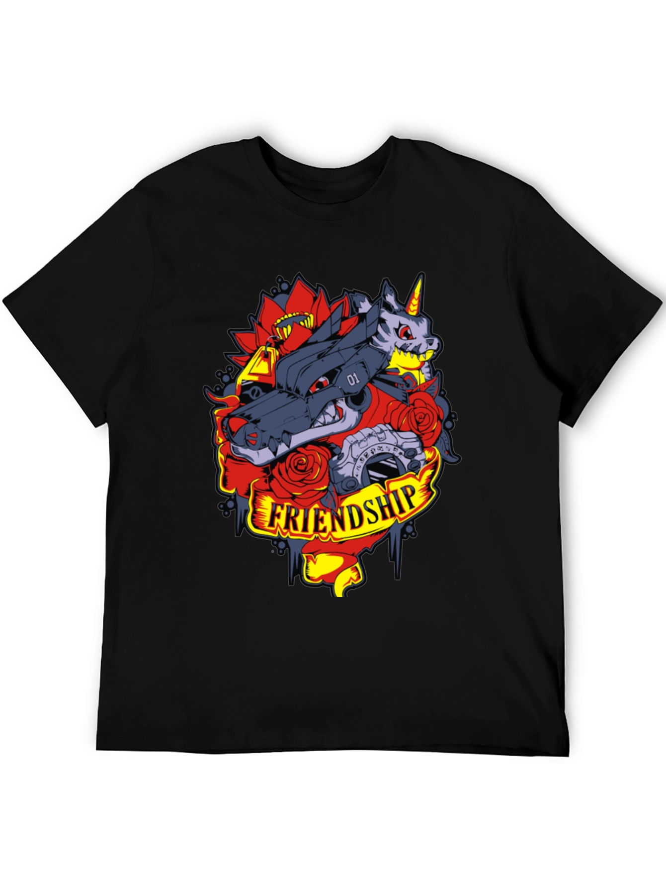 Friendship Wolf and Unicorn Graphic Tee