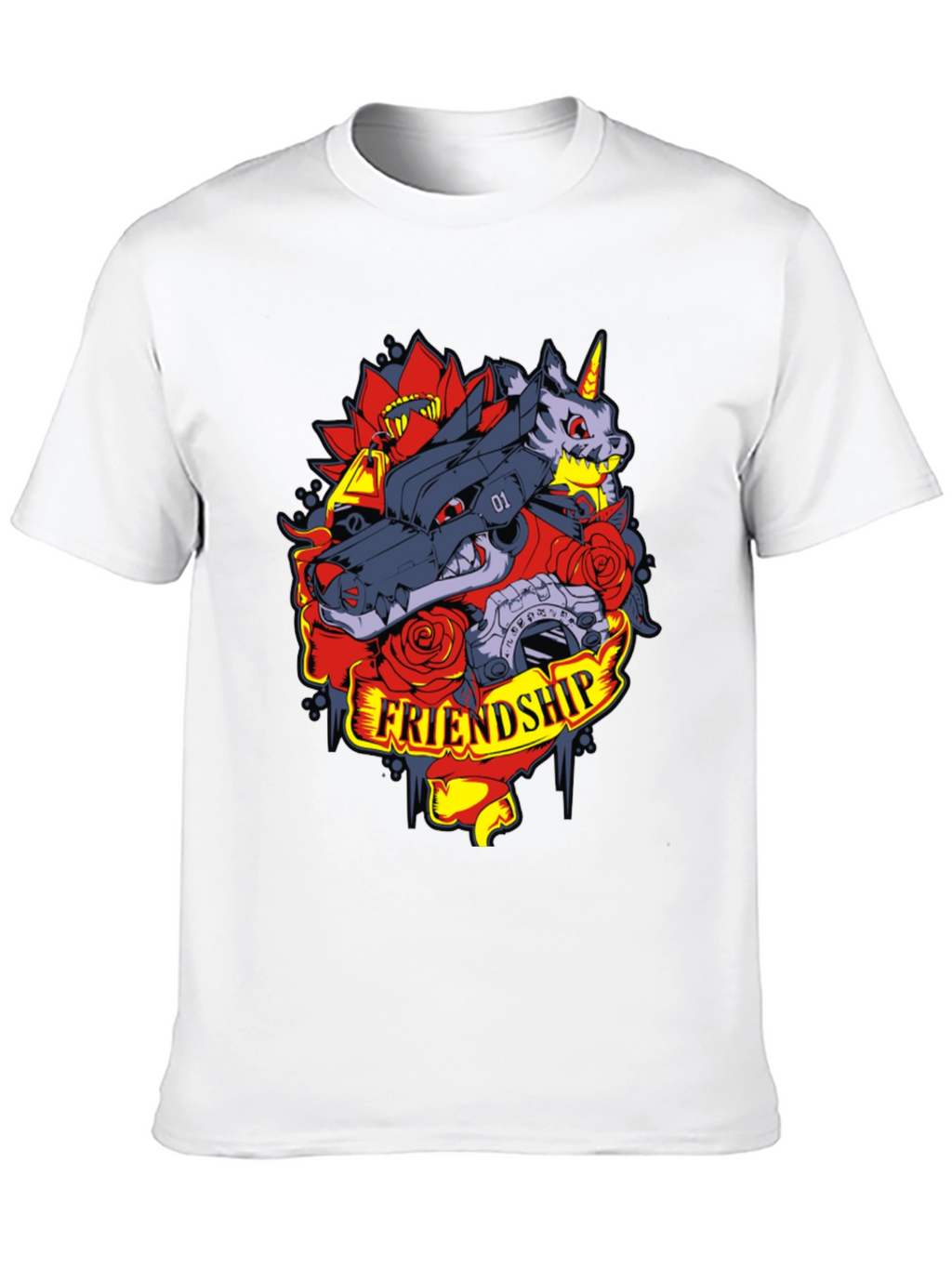 Friendship Wolf and Unicorn Graphic Tee