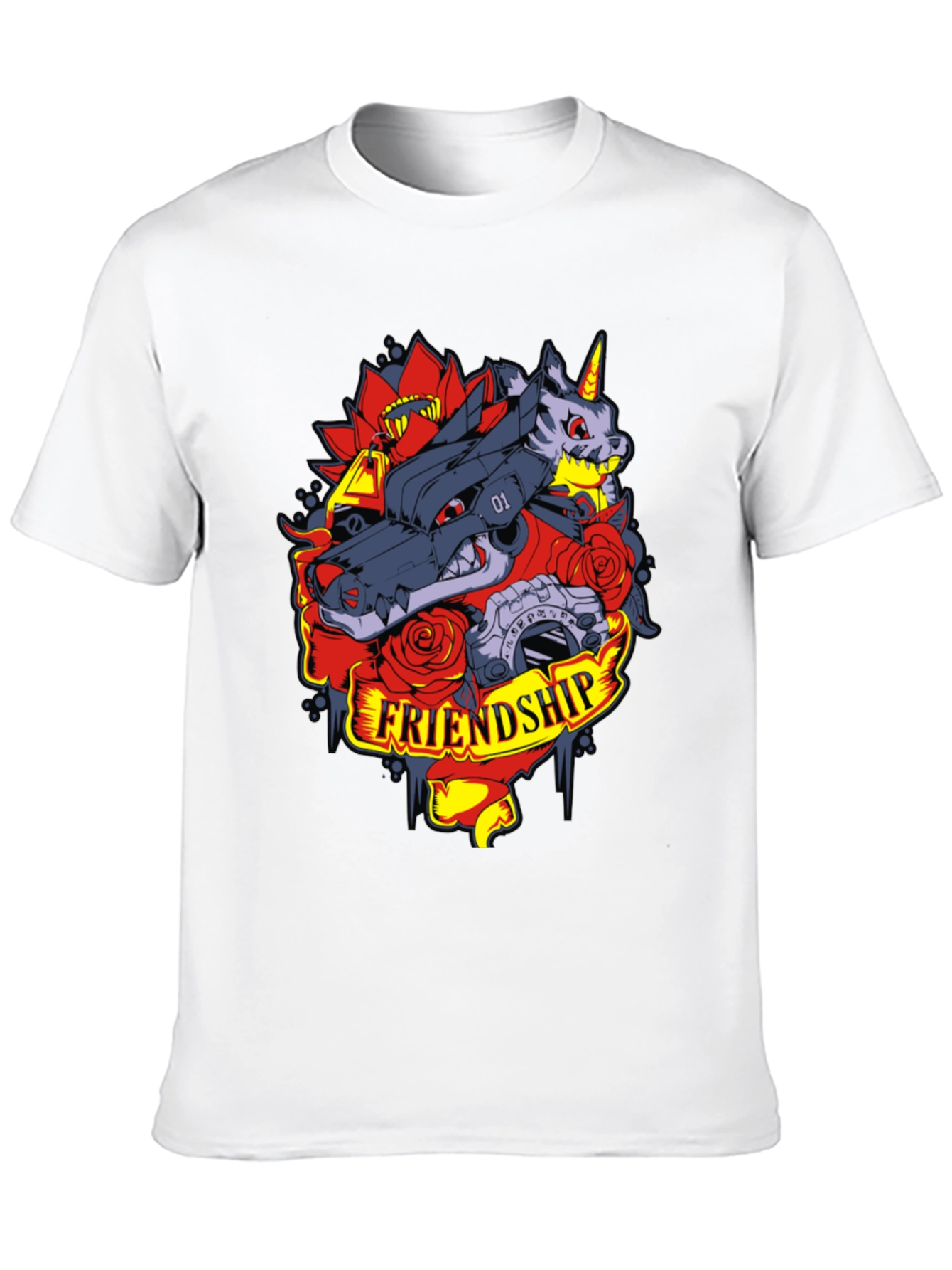 Friendship Wolf and Unicorn Graphic Tee