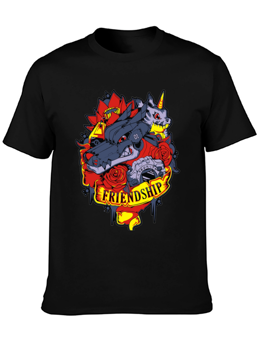 Friendship Wolf and Unicorn Graphic Tee