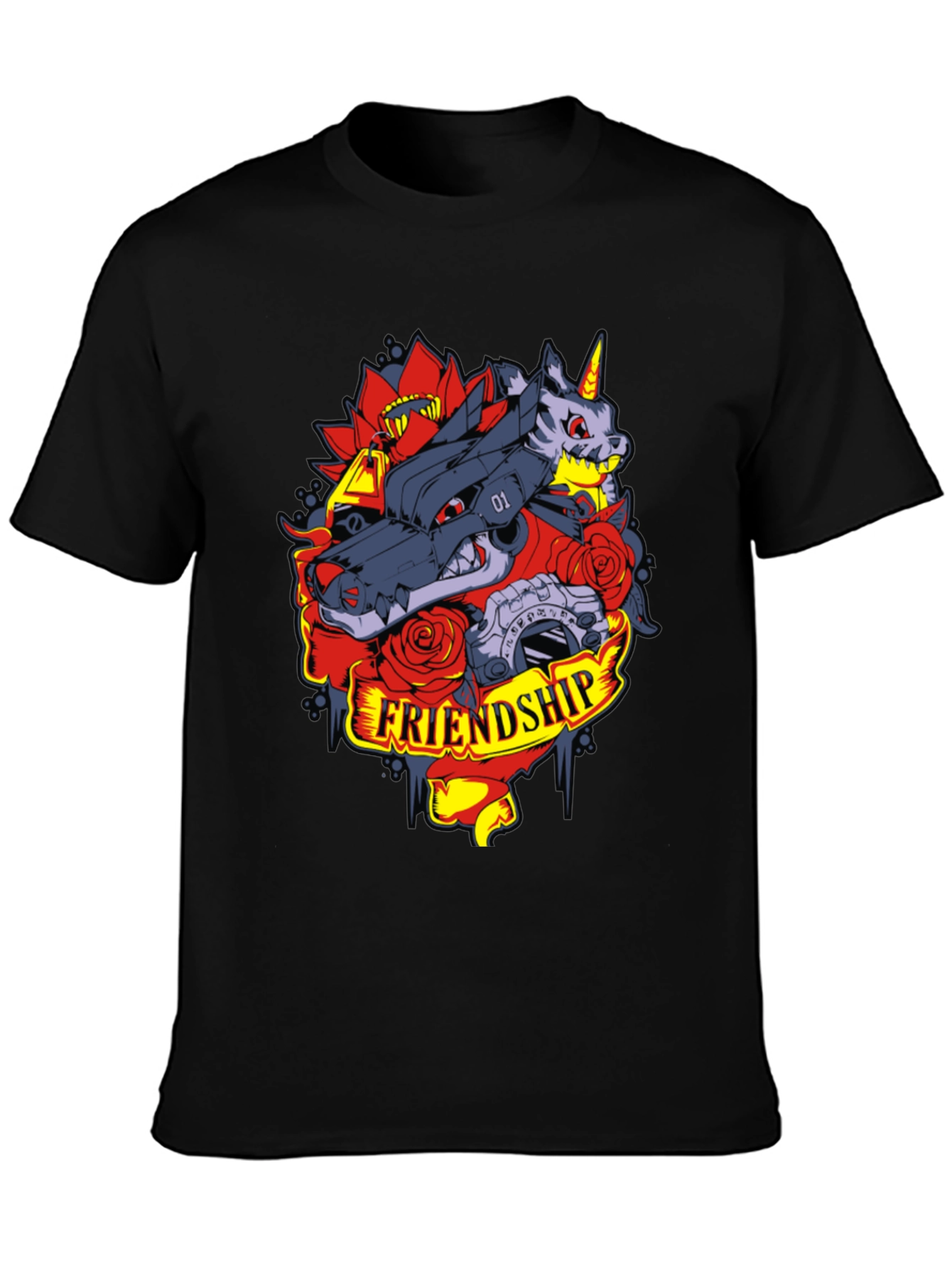 Friendship Wolf and Unicorn Graphic Tee