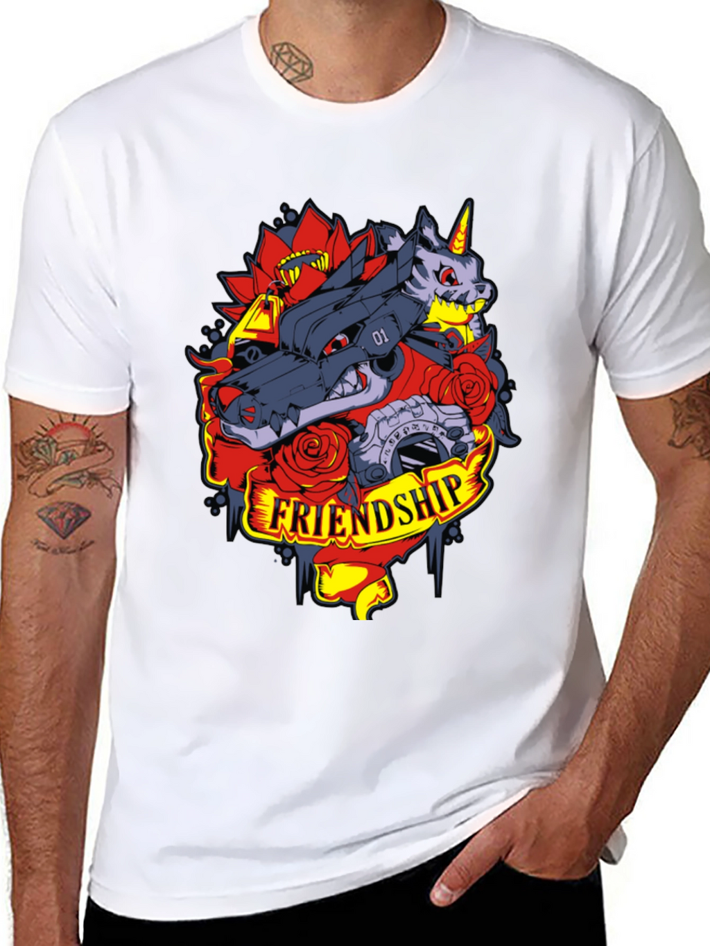 Friendship Wolf and Unicorn Graphic Tee