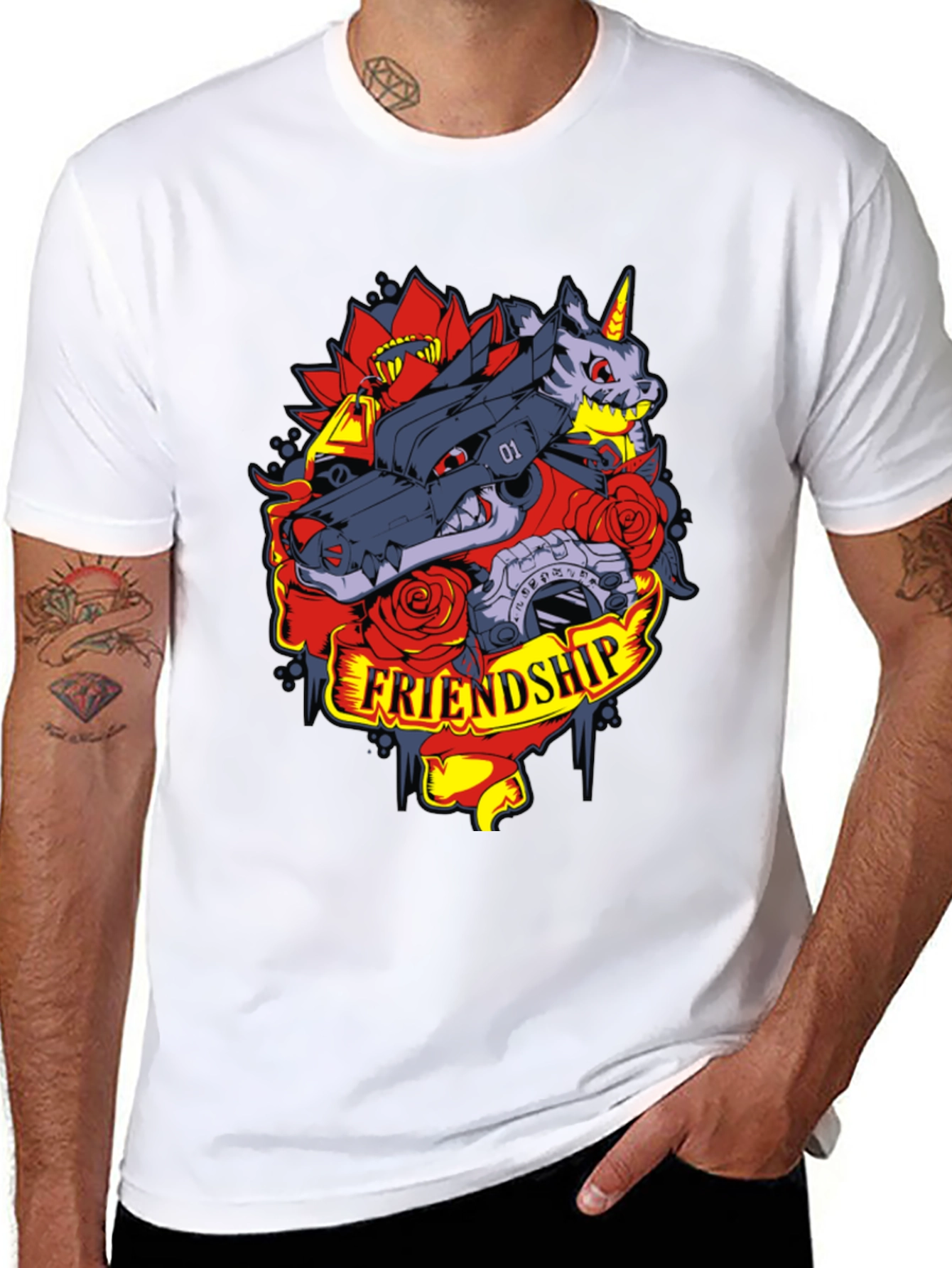 Friendship Wolf and Unicorn Graphic Tee
