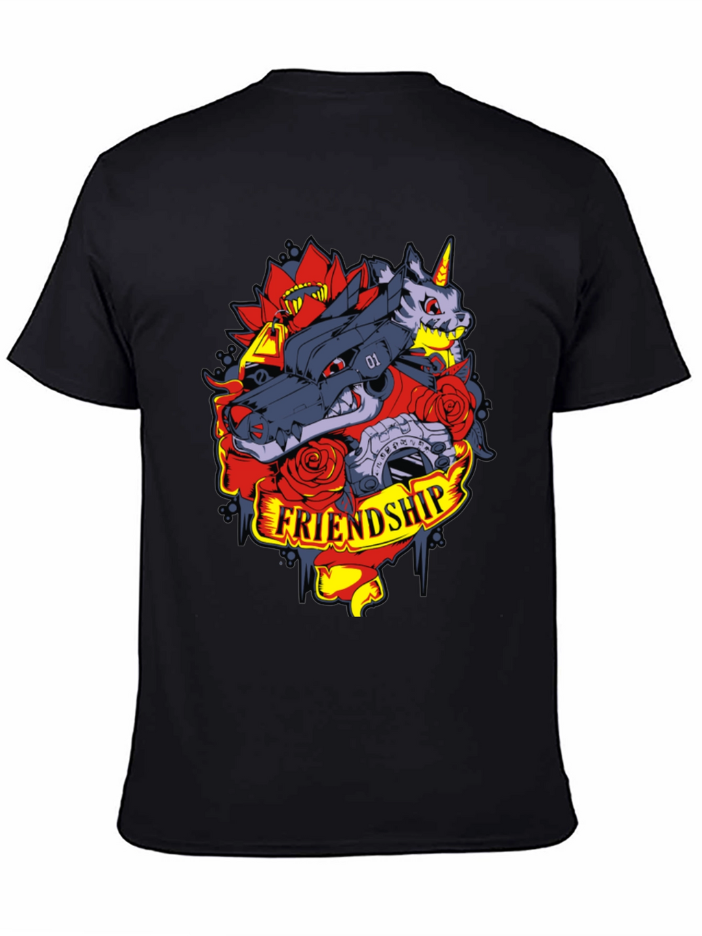Friendship Wolf and Unicorn Graphic Tee