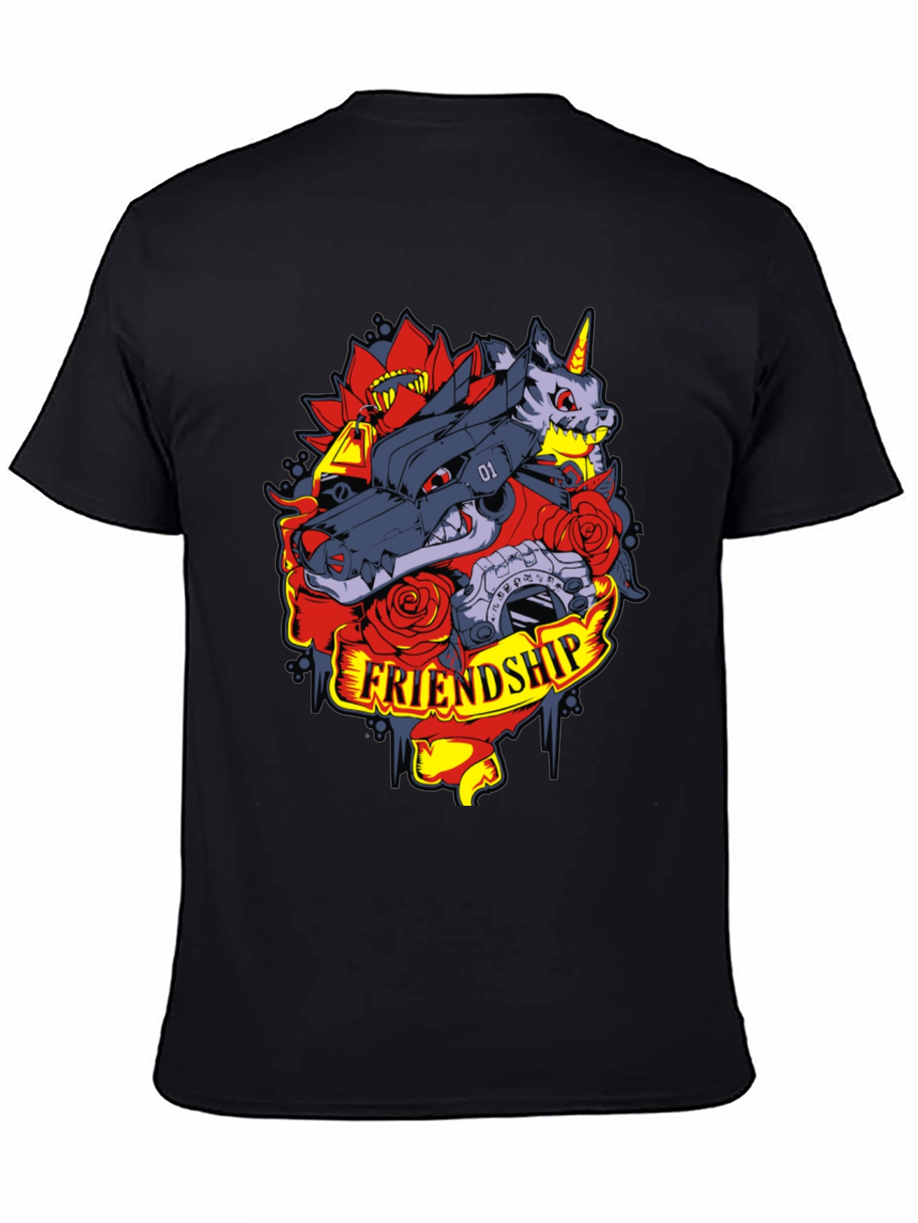 Friendship Wolf and Unicorn Graphic Tee