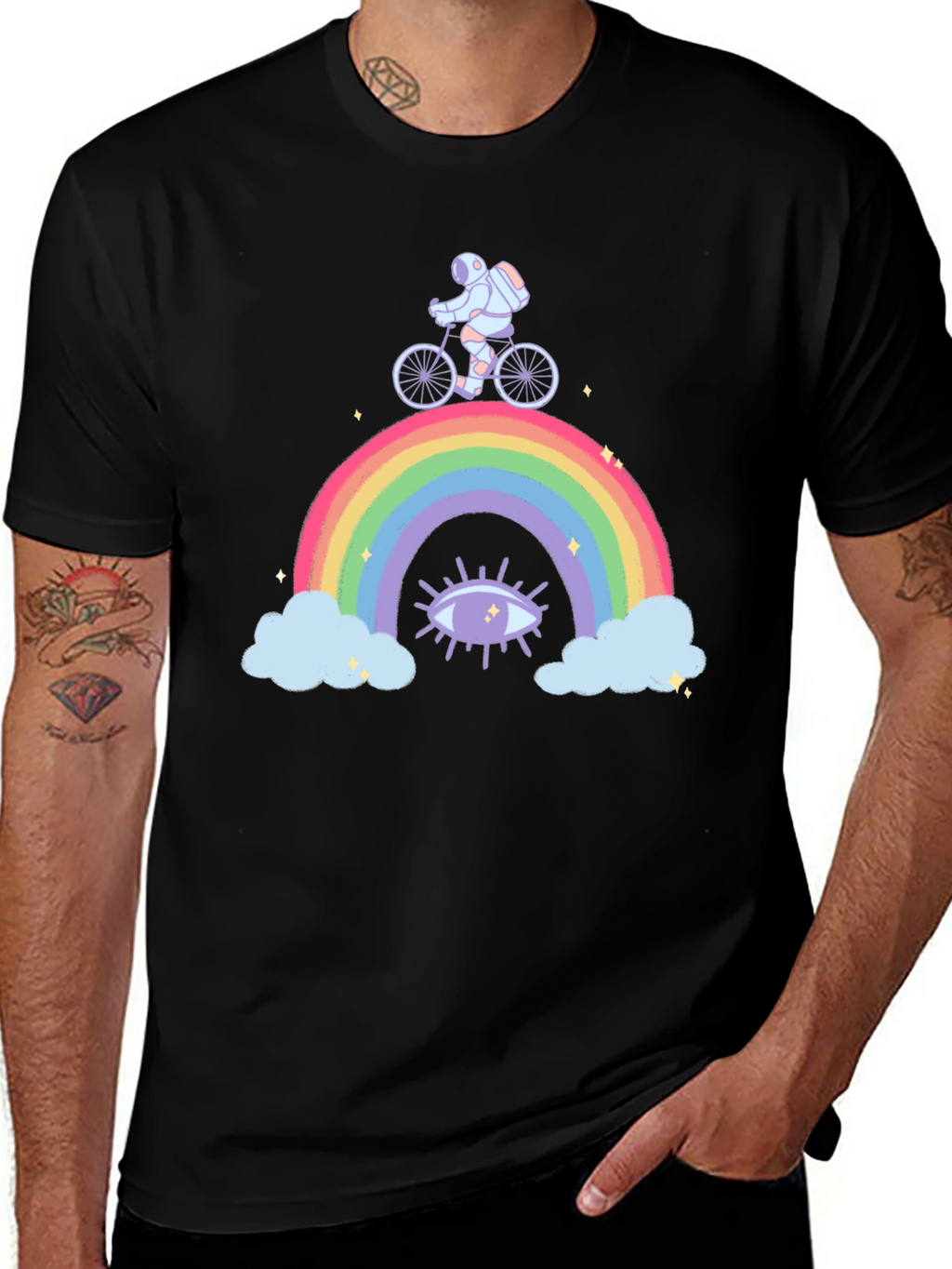 Astronaut Rainbow Ride Graphic T-Shirt