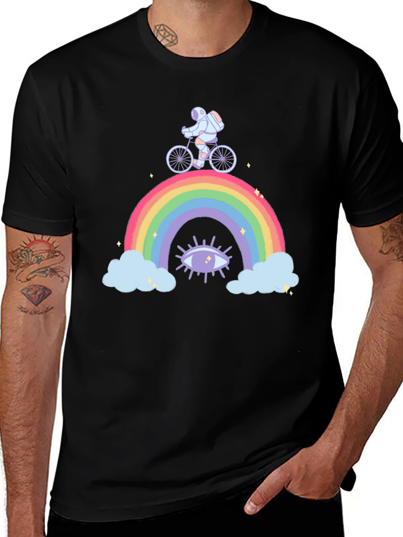 Astronaut Rainbow Ride Graphic T-Shirt