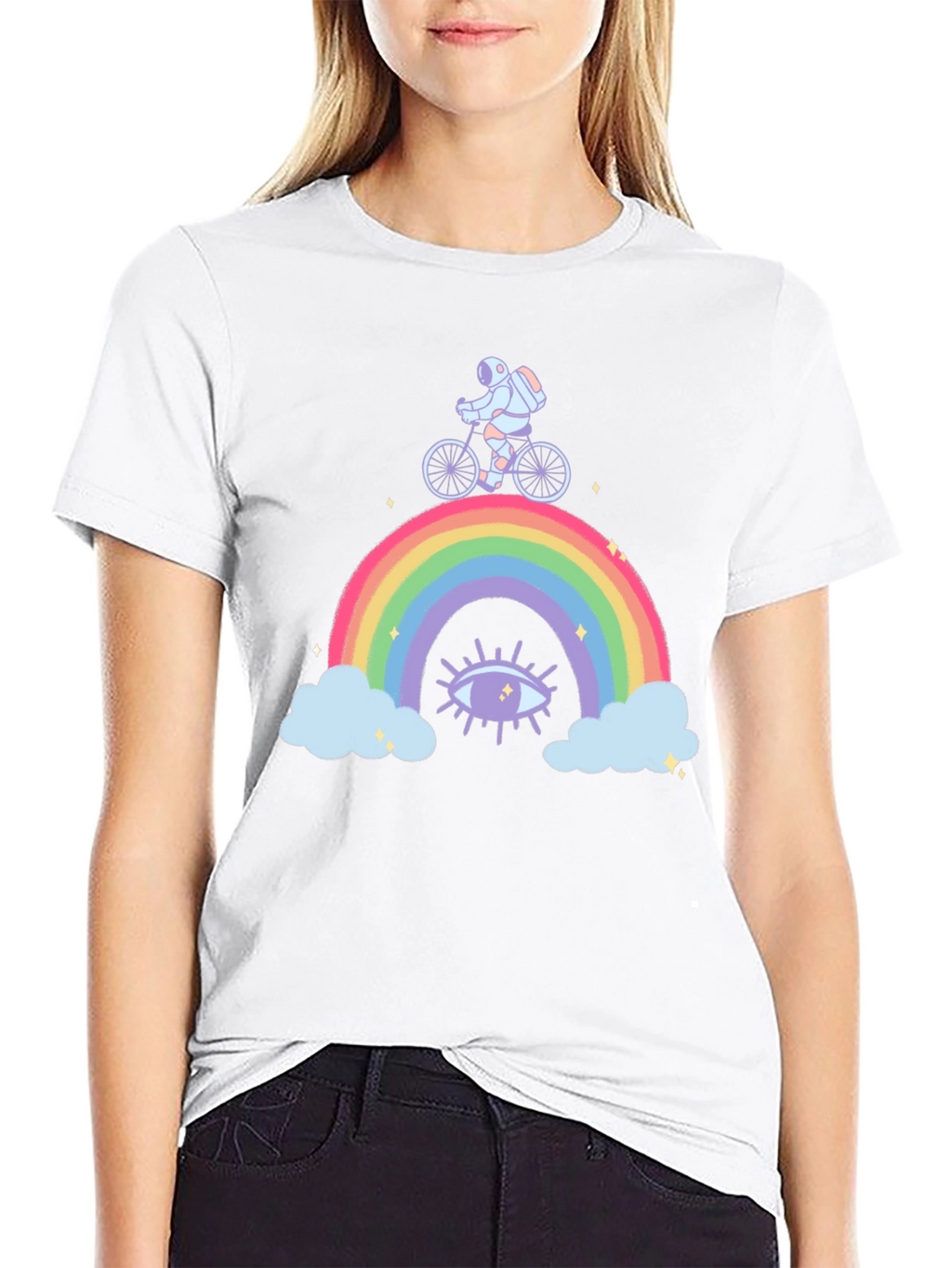 Astronaut Rainbow Ride Graphic T-Shirt