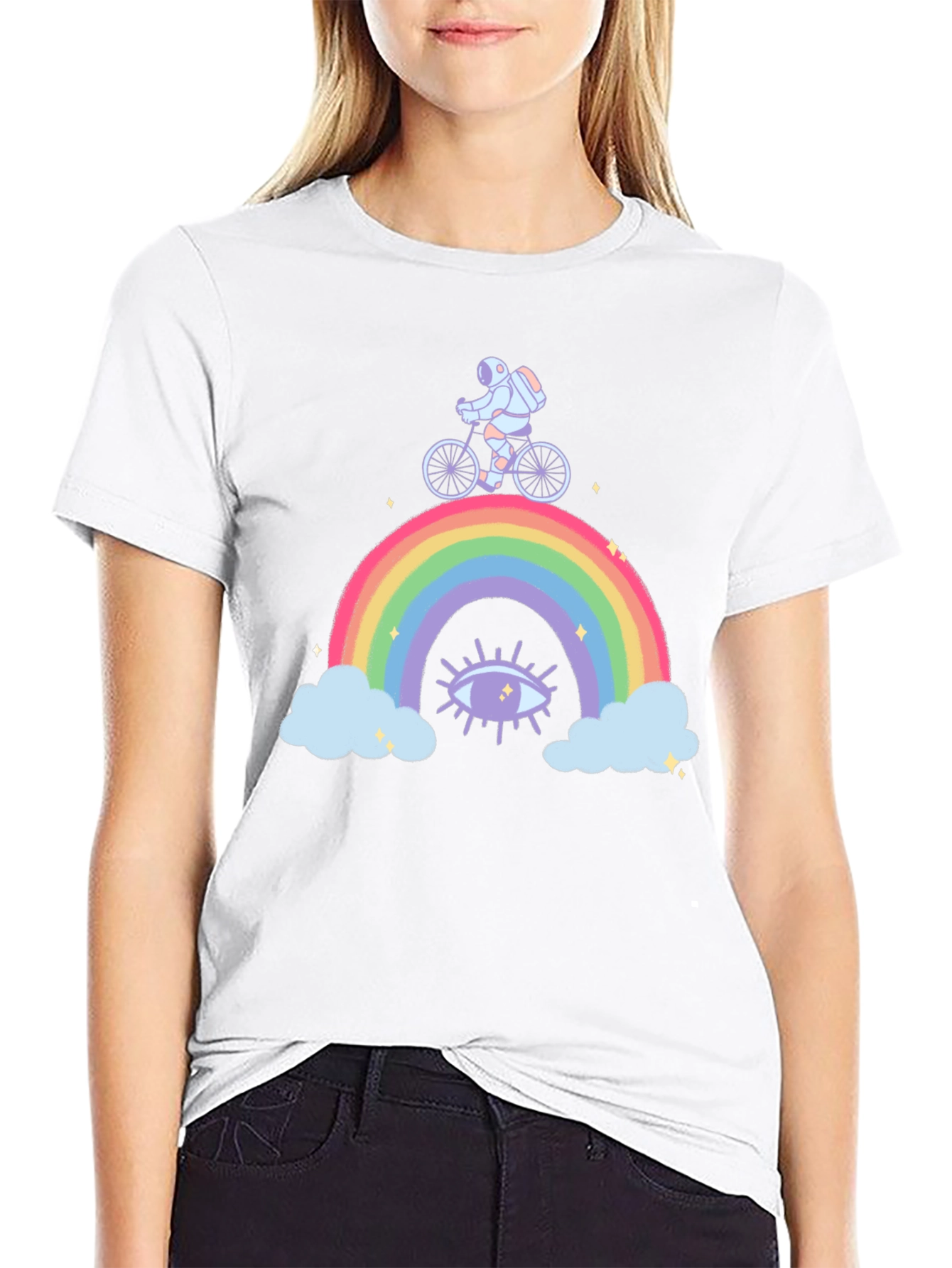 Astronaut Rainbow Ride Graphic T-Shirt