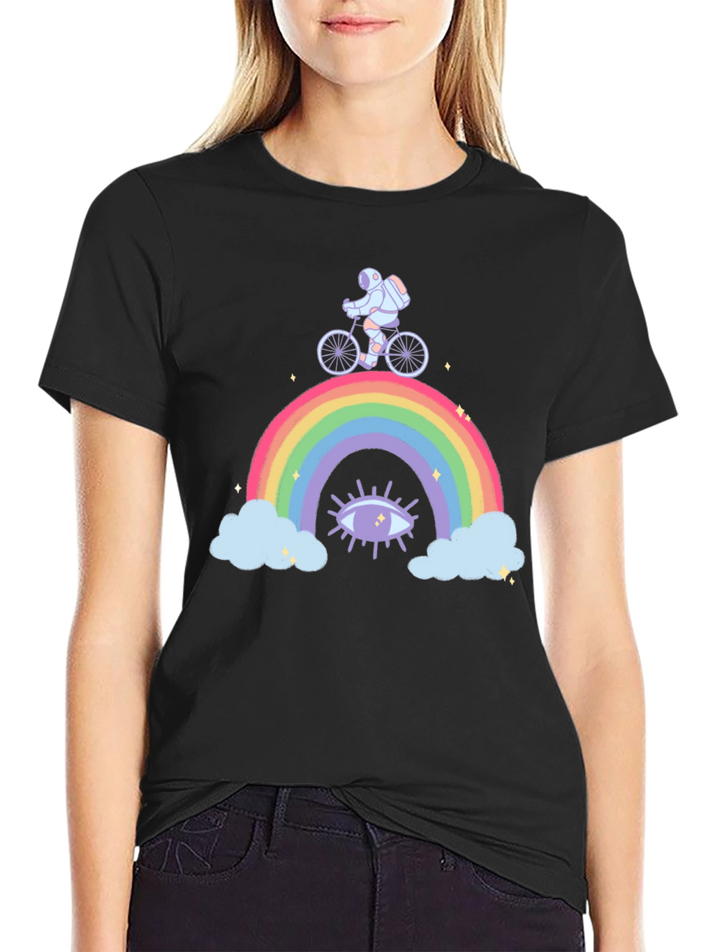 Astronaut Rainbow Ride Graphic T-Shirt