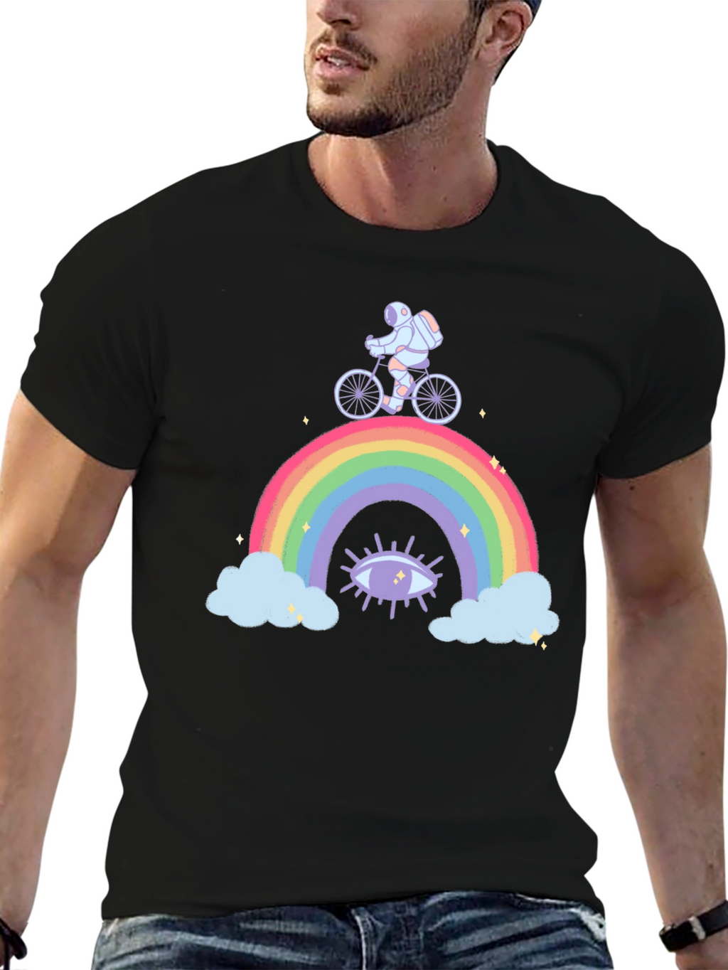 Astronaut Rainbow Ride Graphic T-Shirt