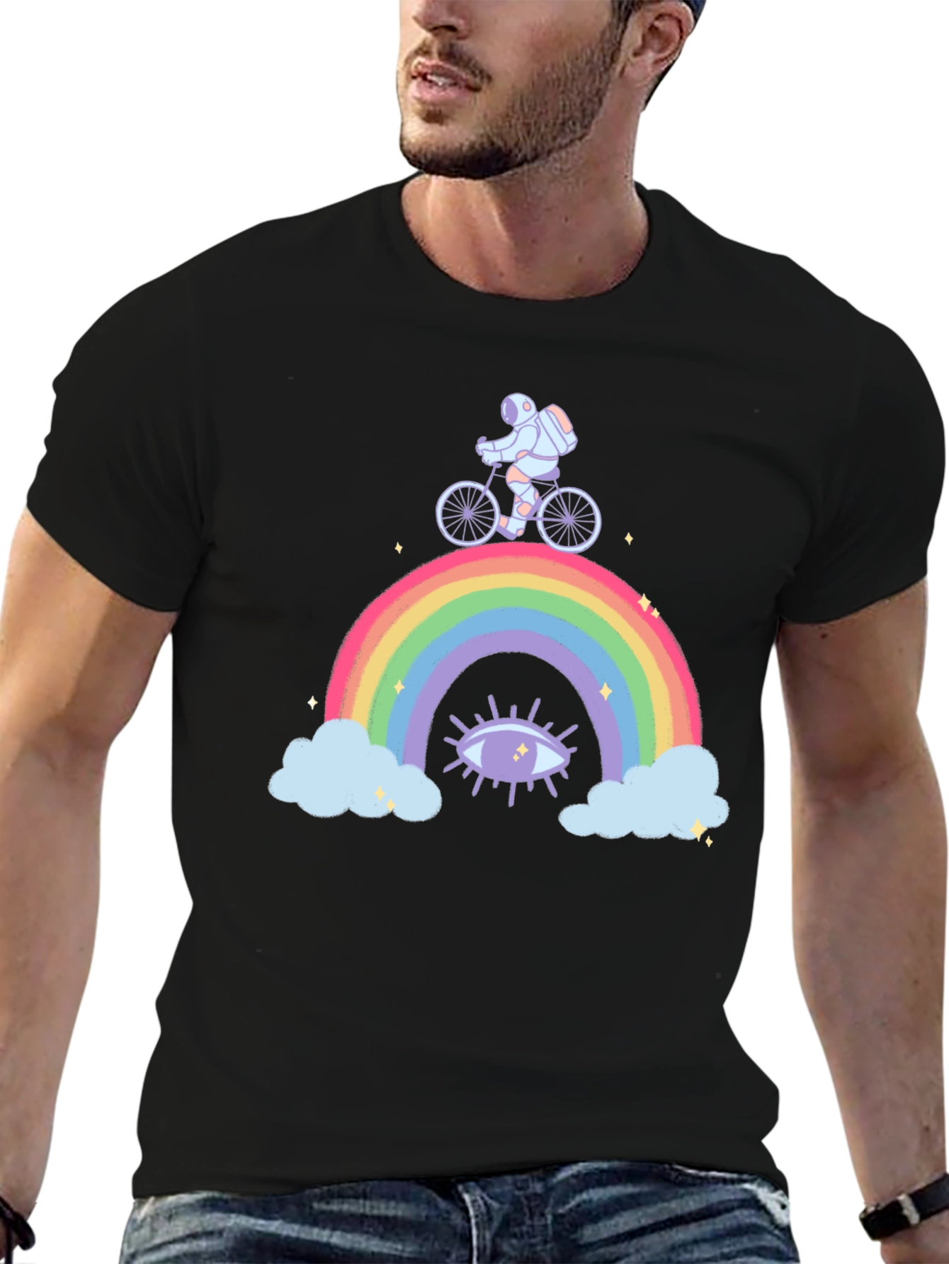 Astronaut Rainbow Ride Graphic T-Shirt