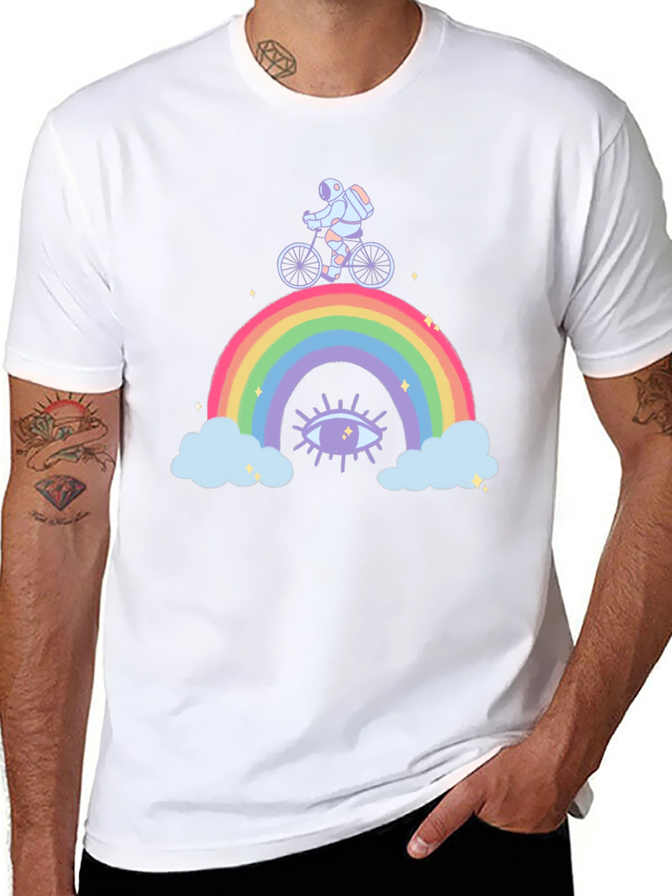 Astronaut Rainbow Ride Graphic T-Shirt