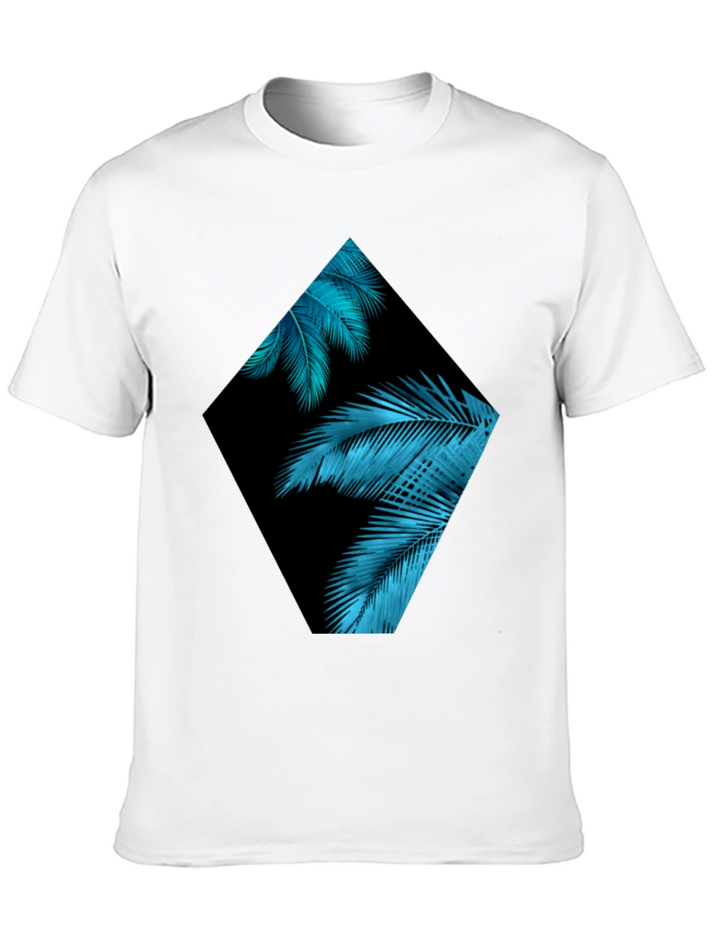 Tropical Teal Palms Graphic Black T-Shirt
