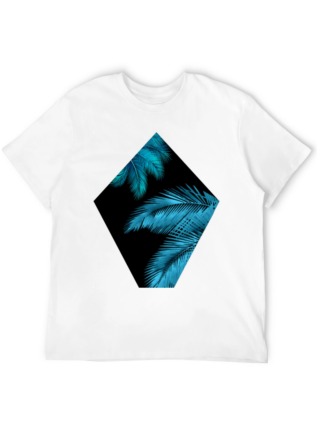 Tropical Teal Palms Graphic Black T-Shirt
