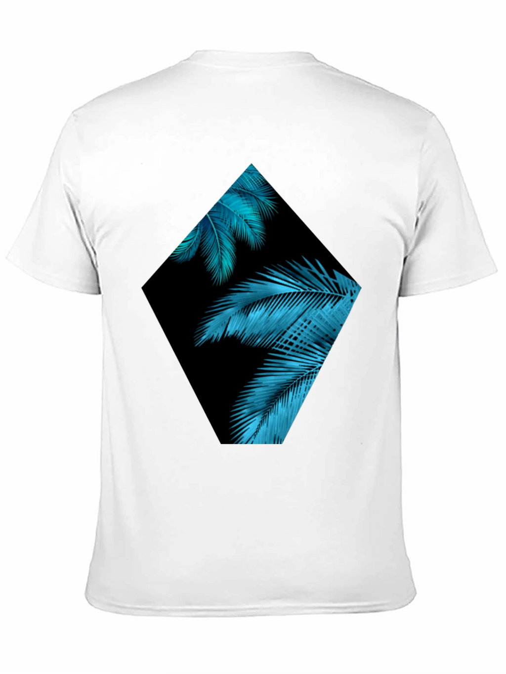 Tropical Teal Palms Graphic Black T-Shirt