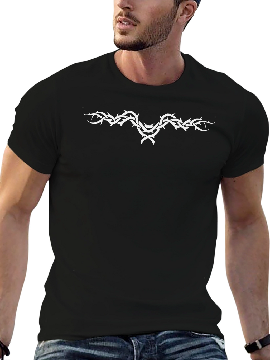 Tribal Vine Graphic T-Shirt - Black